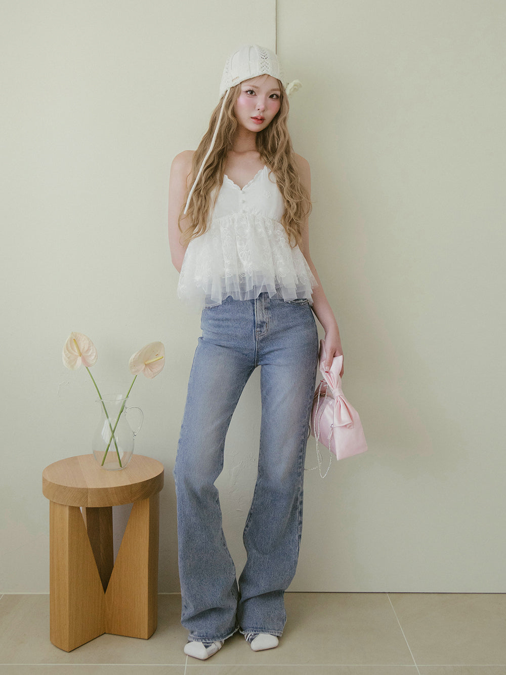 モデル:163cm(着用サイズ:FREE 着用カラー:WHT)