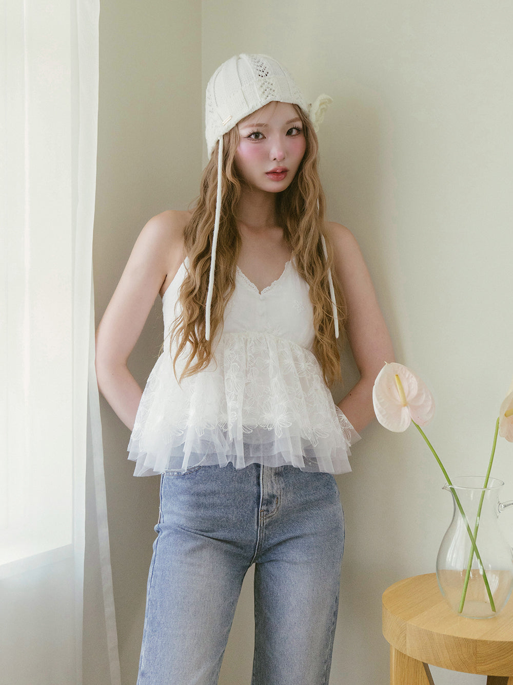 モデル:163cm(着用サイズ:FREE 着用カラー:WHT)