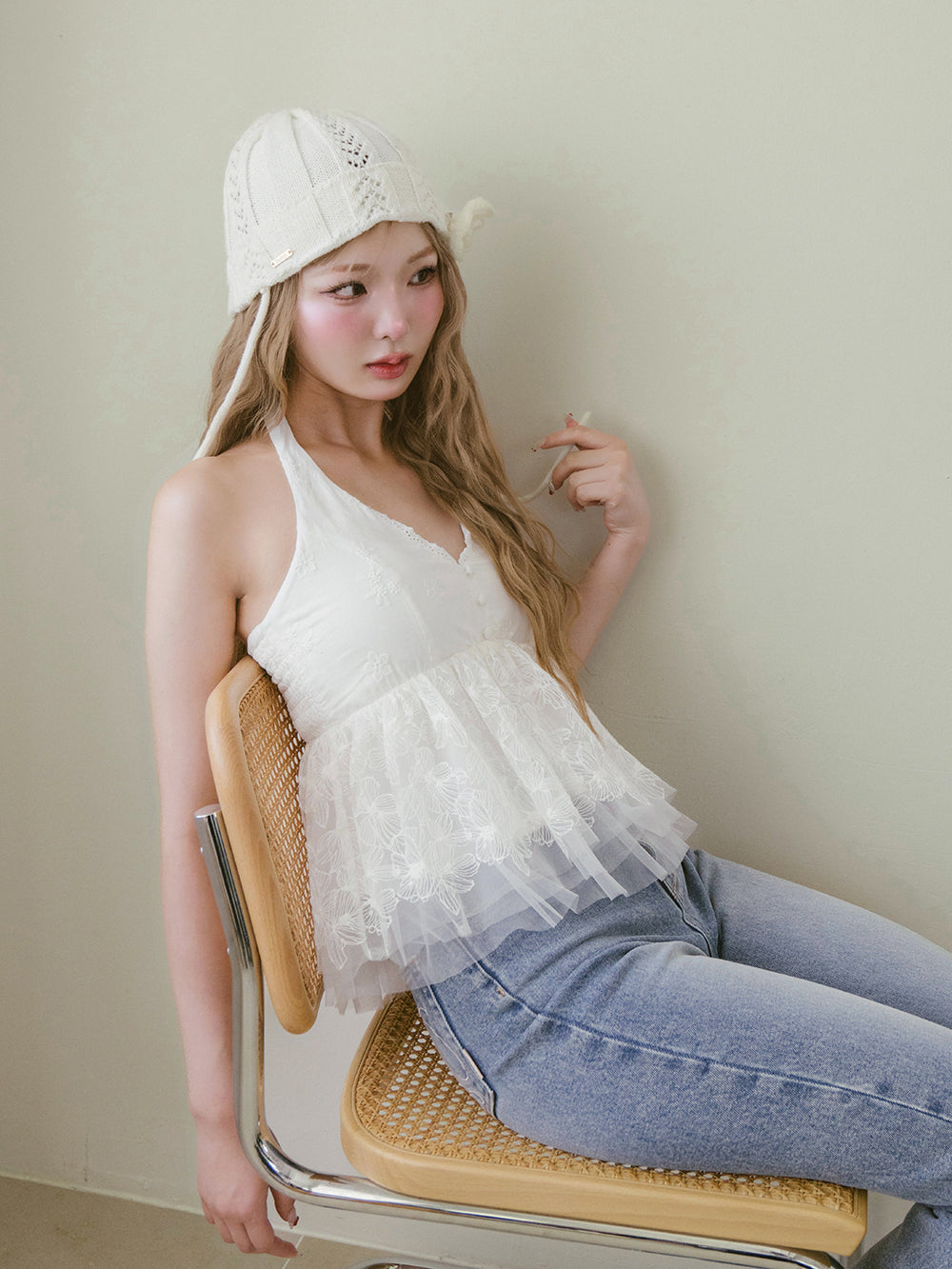 モデル:163cm(着用サイズ:FREE 着用カラー:WHT)