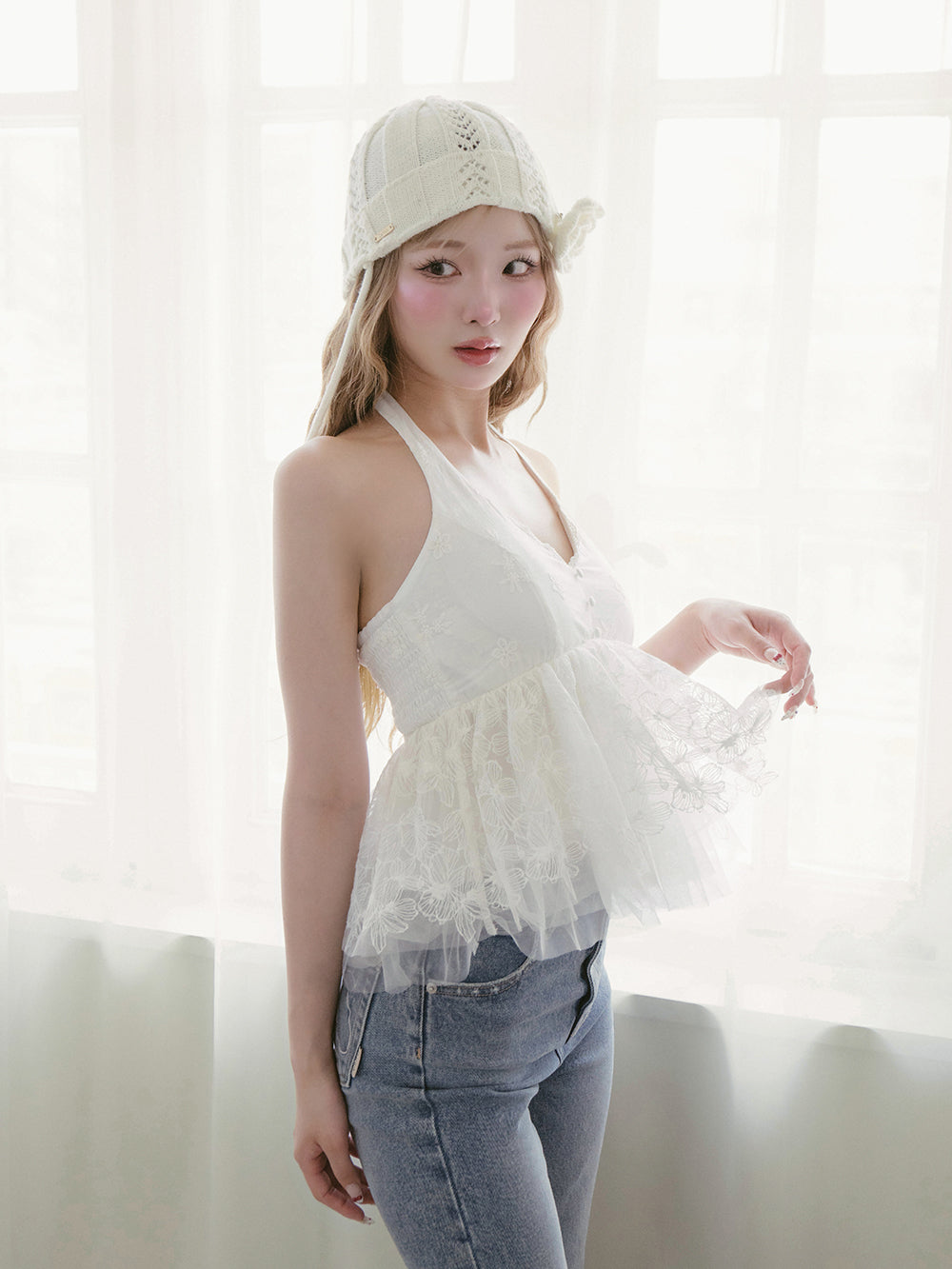 モデル:163cm(着用サイズ:FREE 着用カラー:WHT)