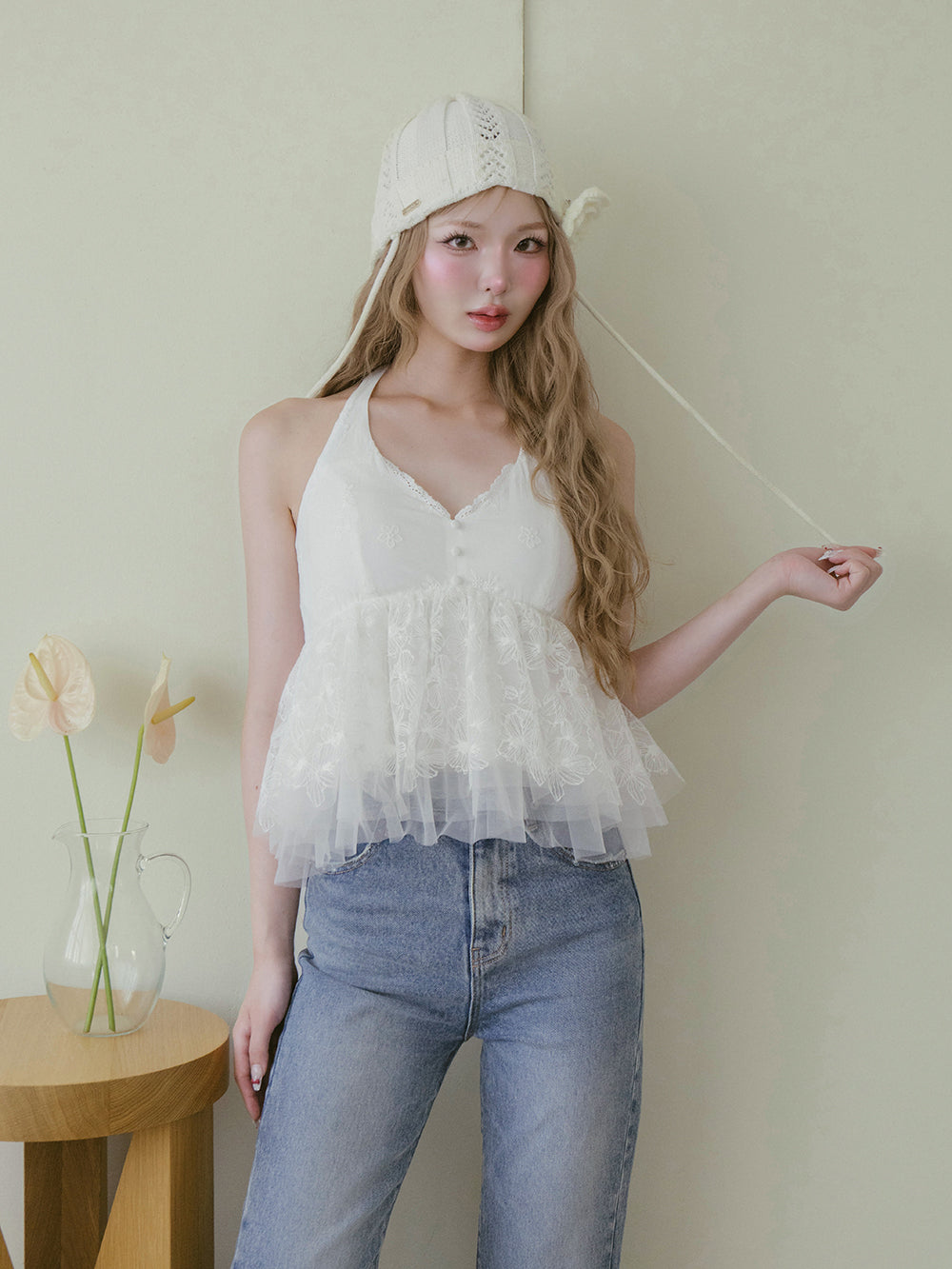 モデル:163cm(着用サイズ:FREE 着用カラー:WHT)