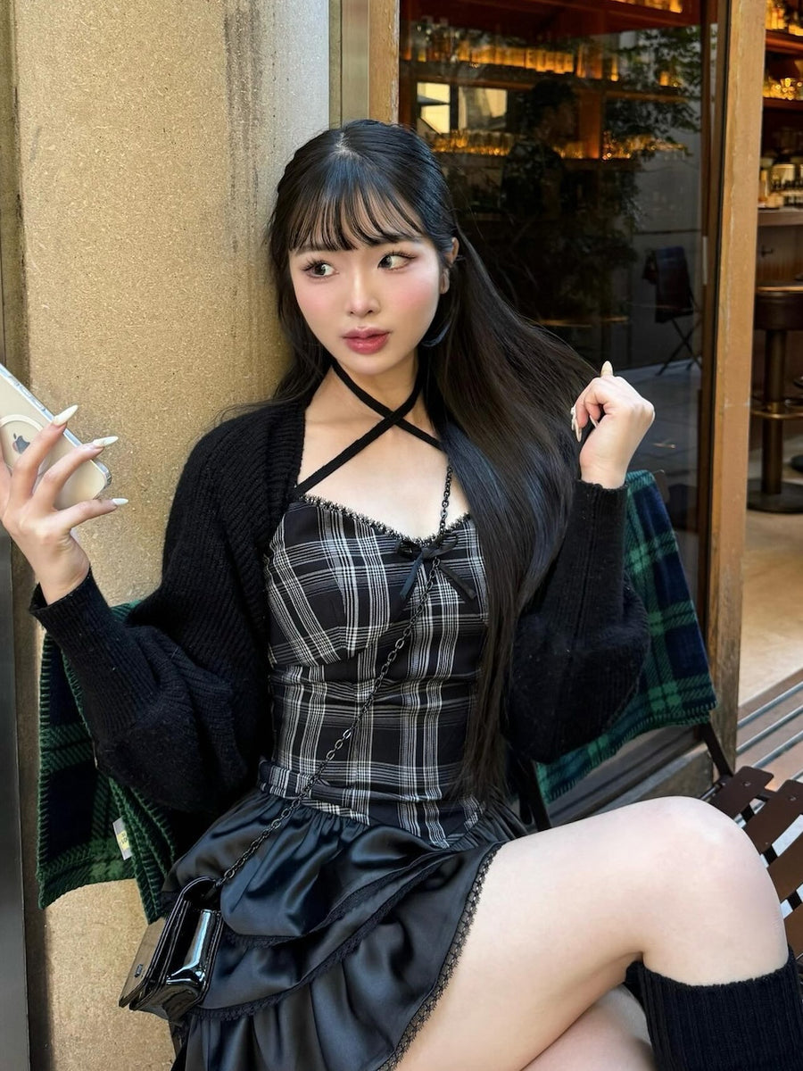 イレヘムチェックキャミワンピース