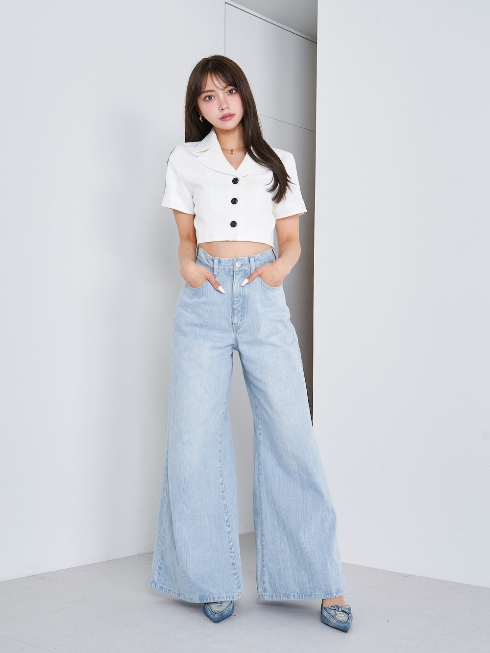 モデル:163cm(着用サイズ:FREE 着用カラー:WHT)