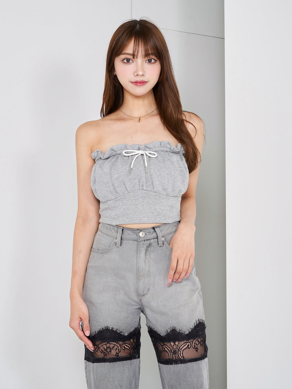 モデル:163cm(着用サイズ:FREE 着用カラー:GRY)