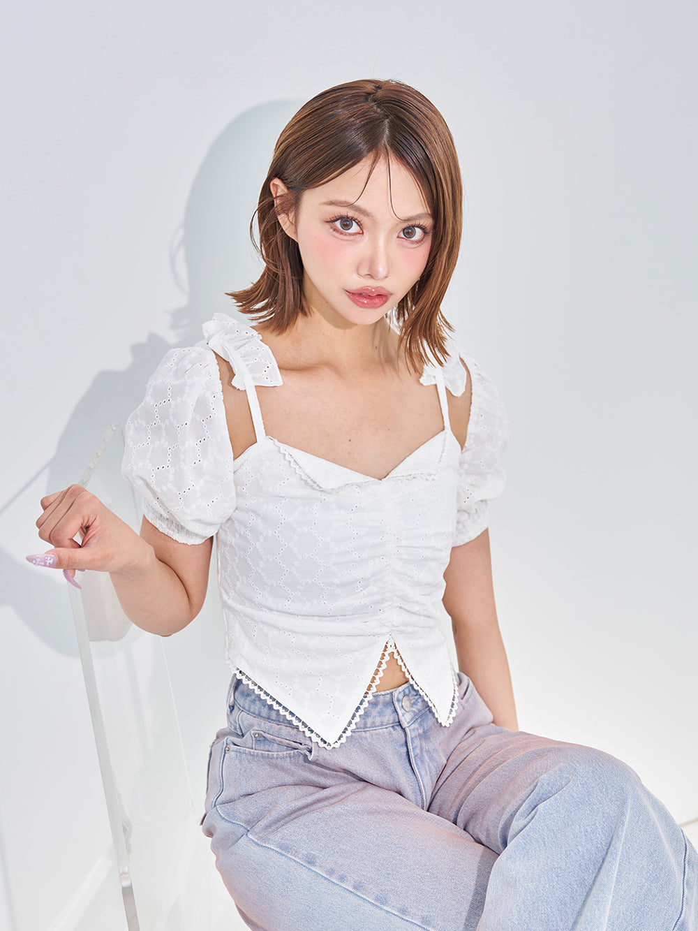 モデル:163cm(着用サイズ:FREE 着用カラー:WHT)