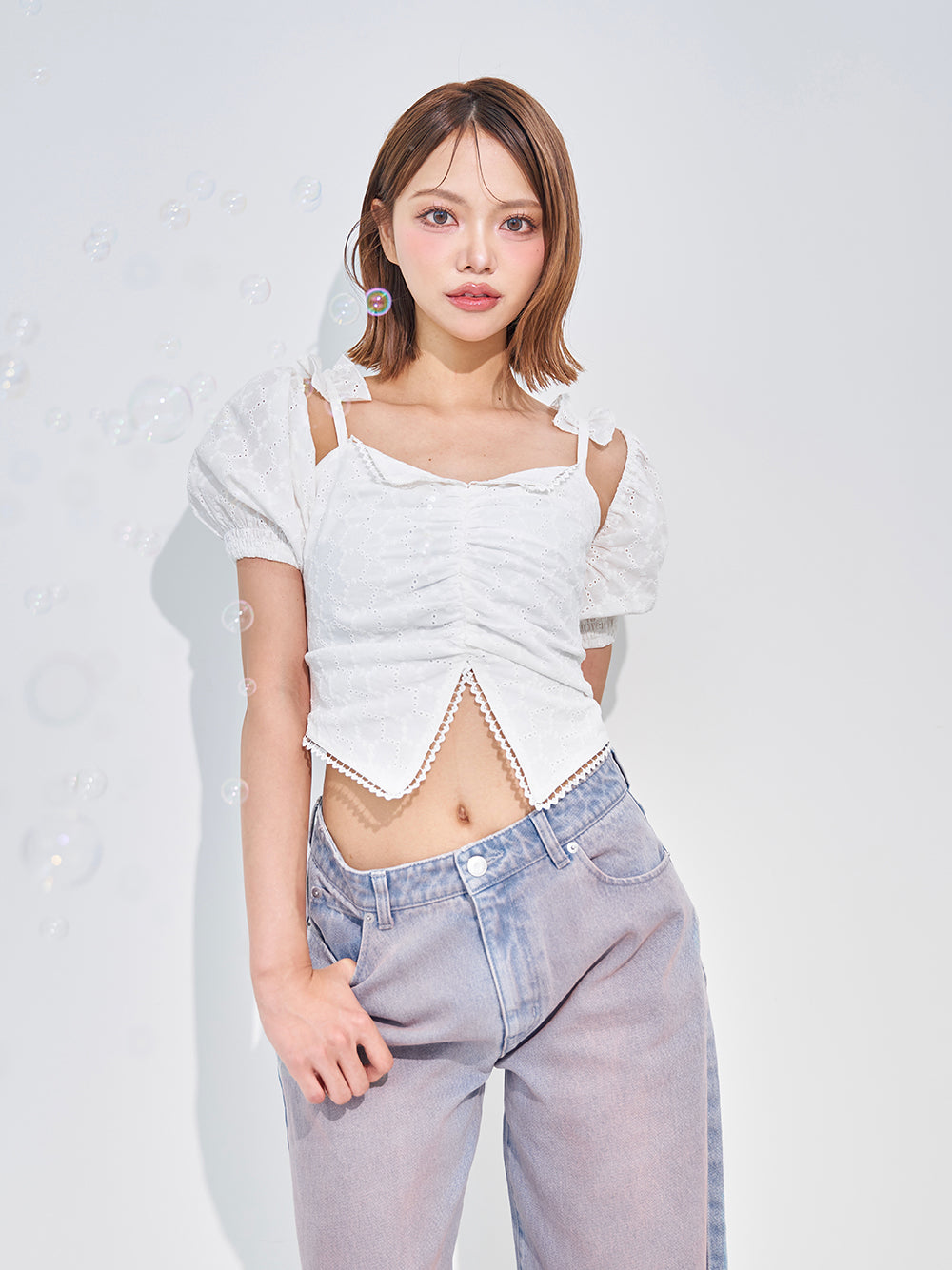 モデル:163cm(着用サイズ:FREE 着用カラー:WHT)