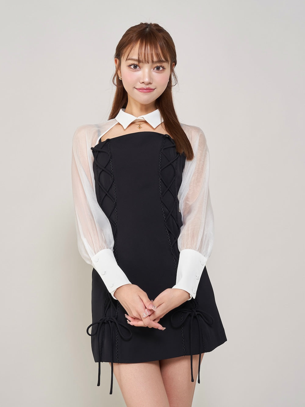 モデル:163cm(着用サイズ:FREE 着用カラー:BLK)