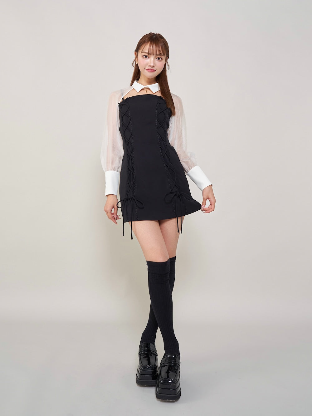モデル:163cm(着用サイズ:FREE 着用カラー:BLK)