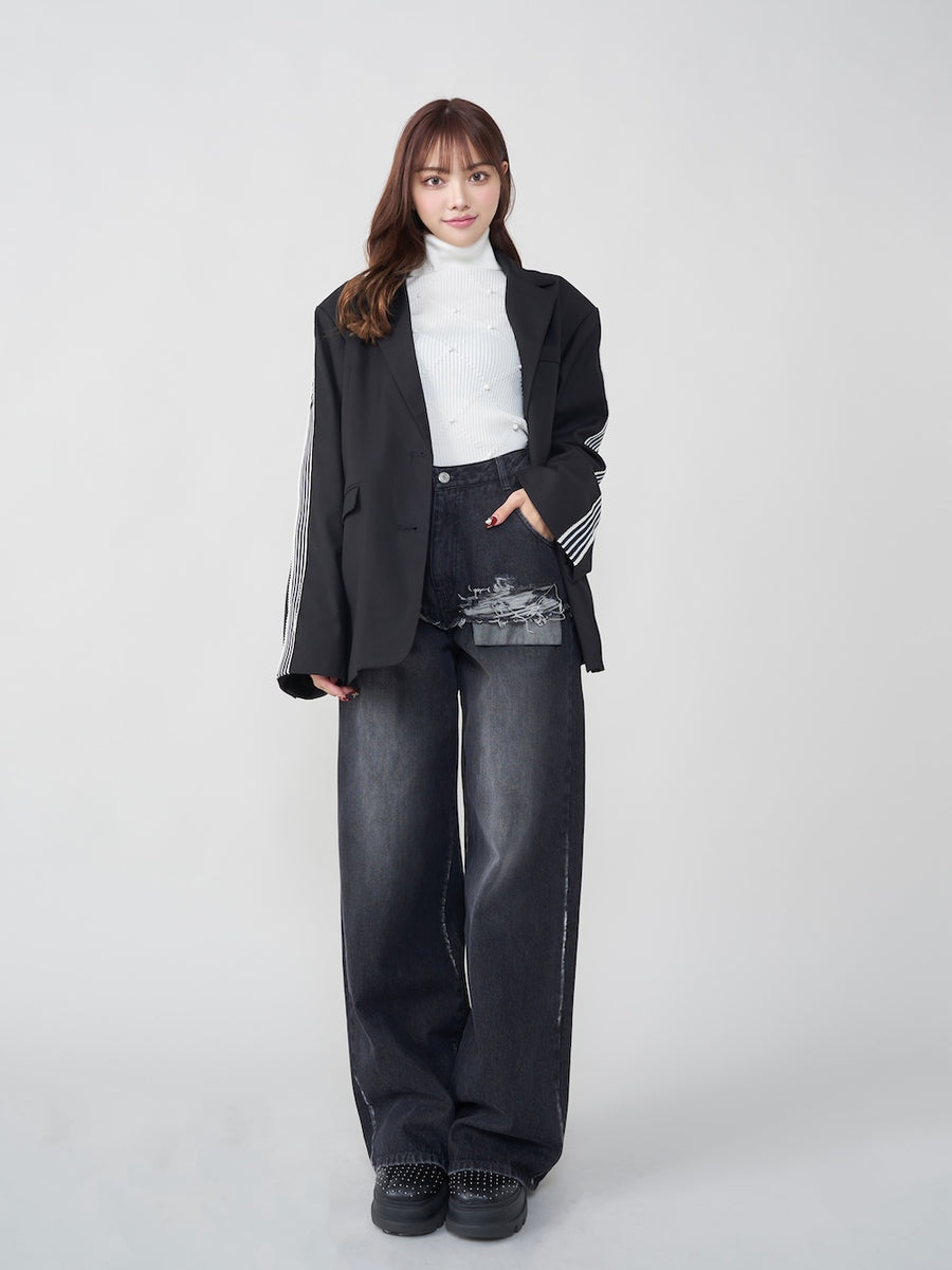 モデル:163cm(着用サイズ:FREE 着用カラー:BLK)
