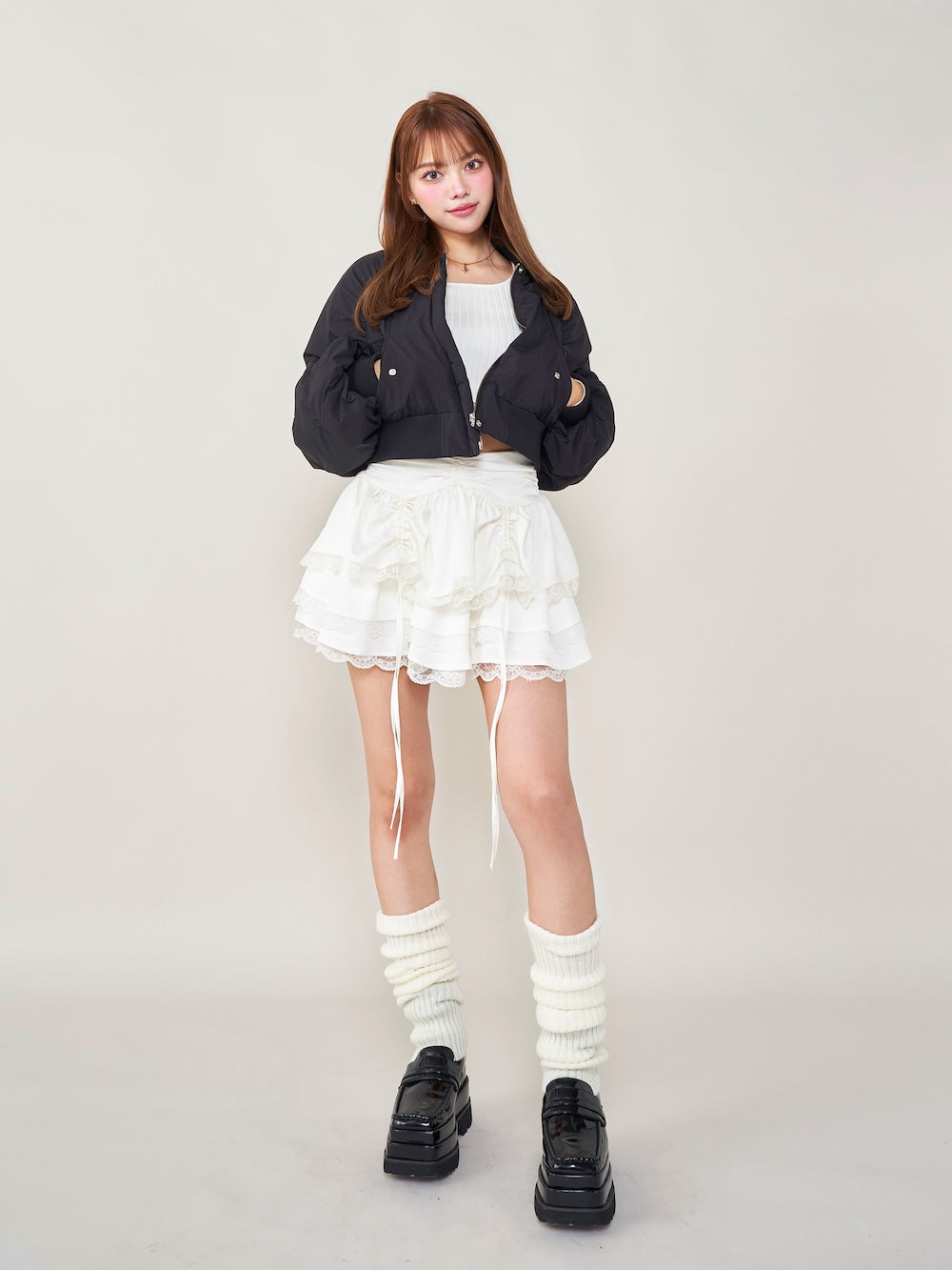 モデル:163cm(着用サイズ:FREE 着用カラー:WHT)