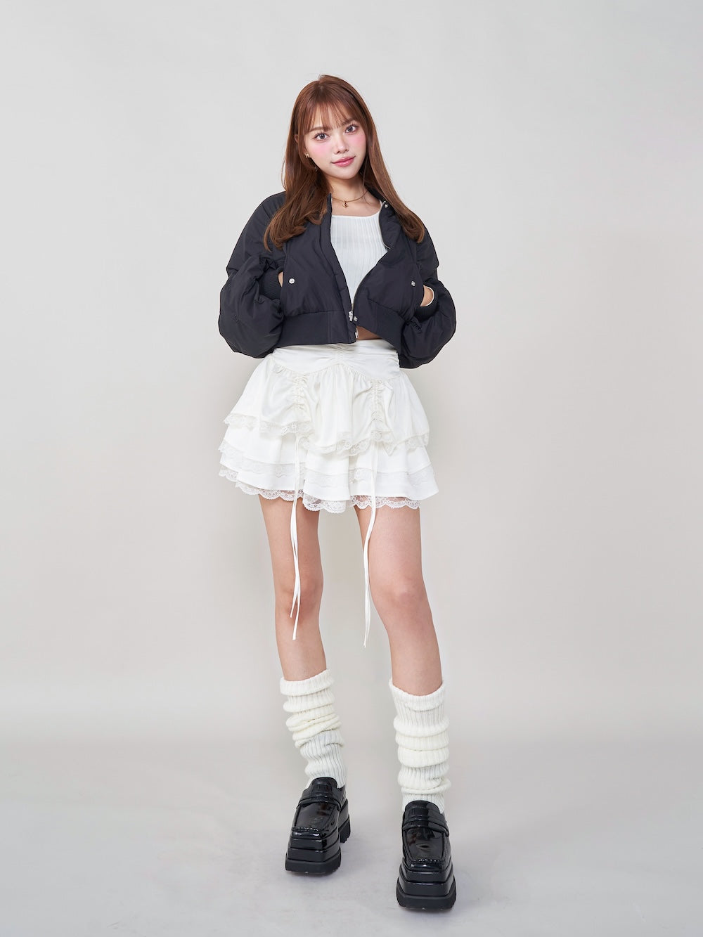 モデル:163cm(着用サイズ:FREE 着用カラー:WHT)
