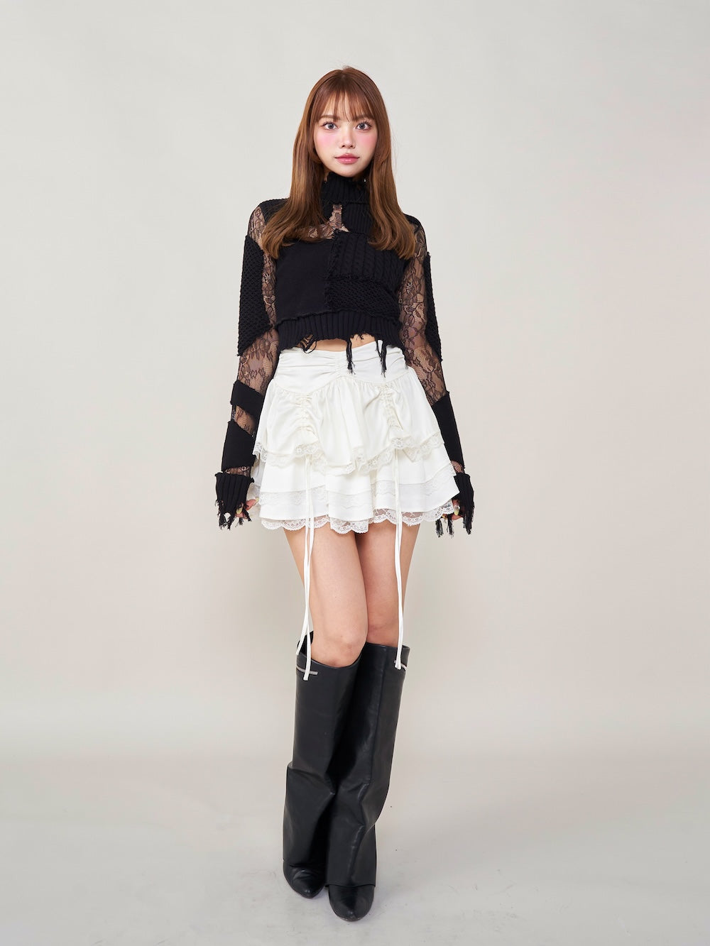 モデル:163cm(着用サイズ:FREE 着用カラー:BLK)