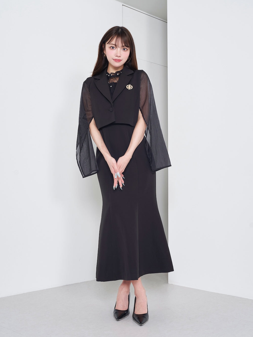 モデル:163cm(着用サイズ:FREE 着用カラー:BLK)
