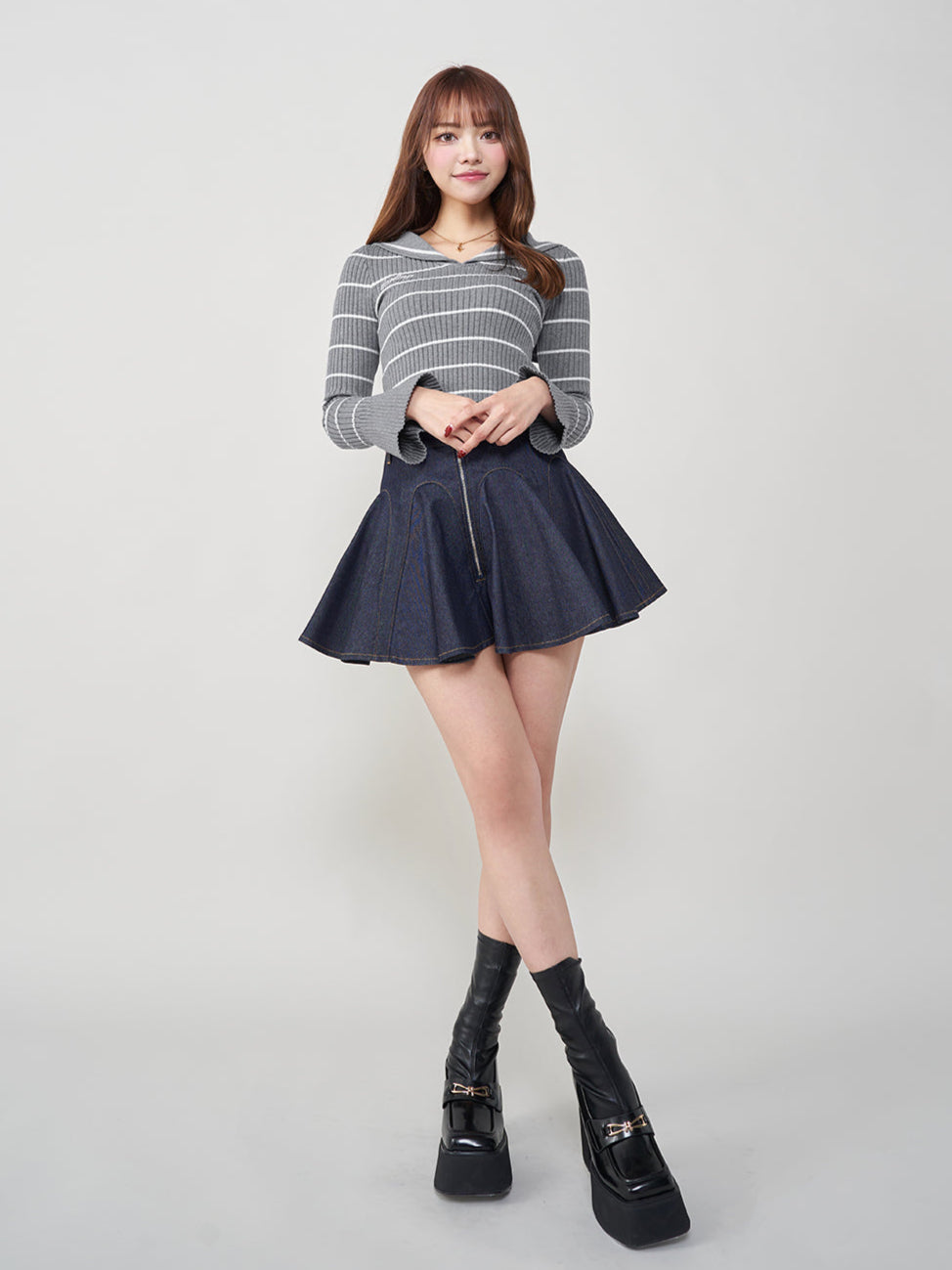 モデル:163cm(着用サイズ:FREE 着用カラー:GRY)