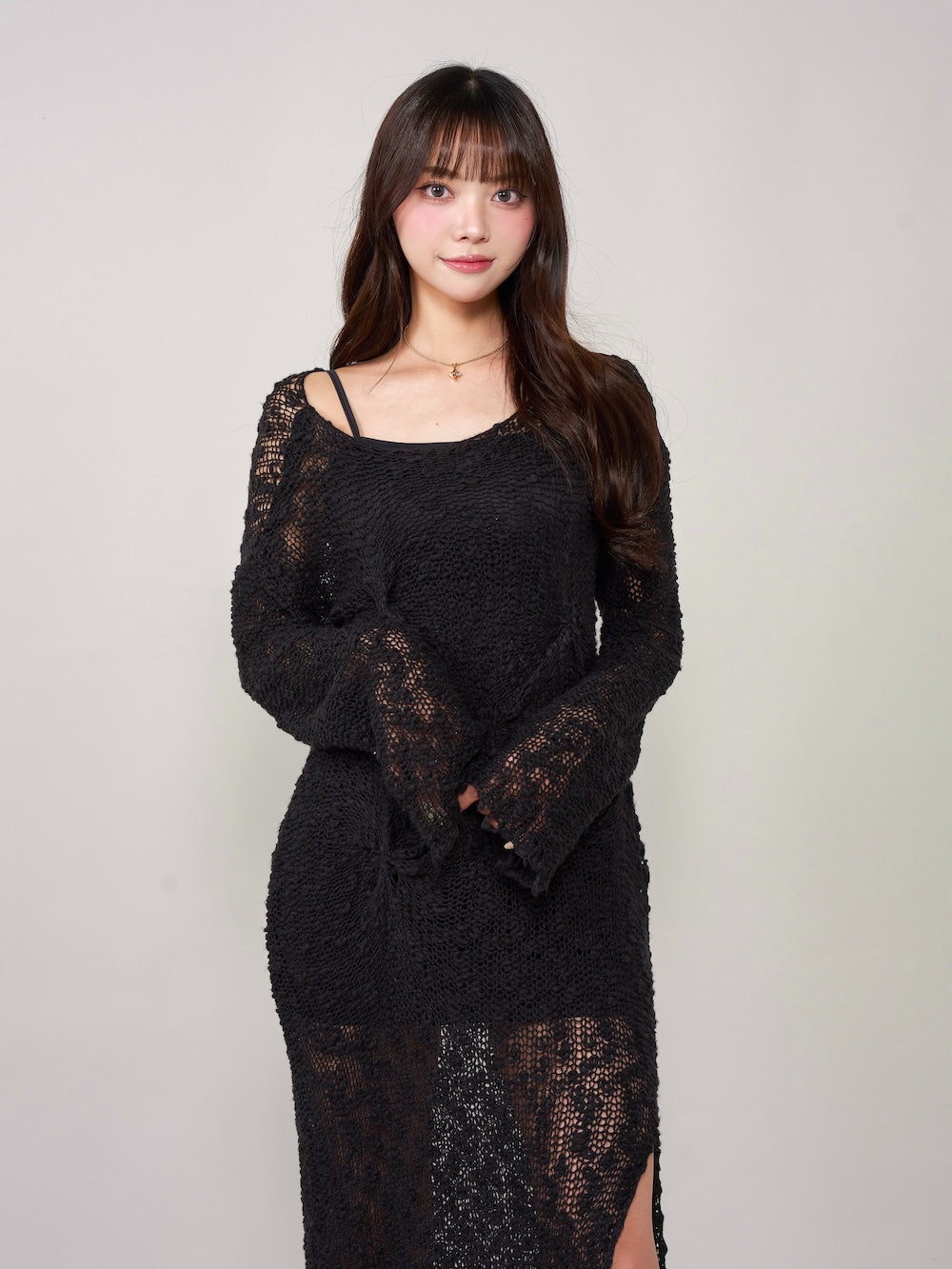 モデル:163cm(着用サイズ:FREE 着用カラー:BLK)