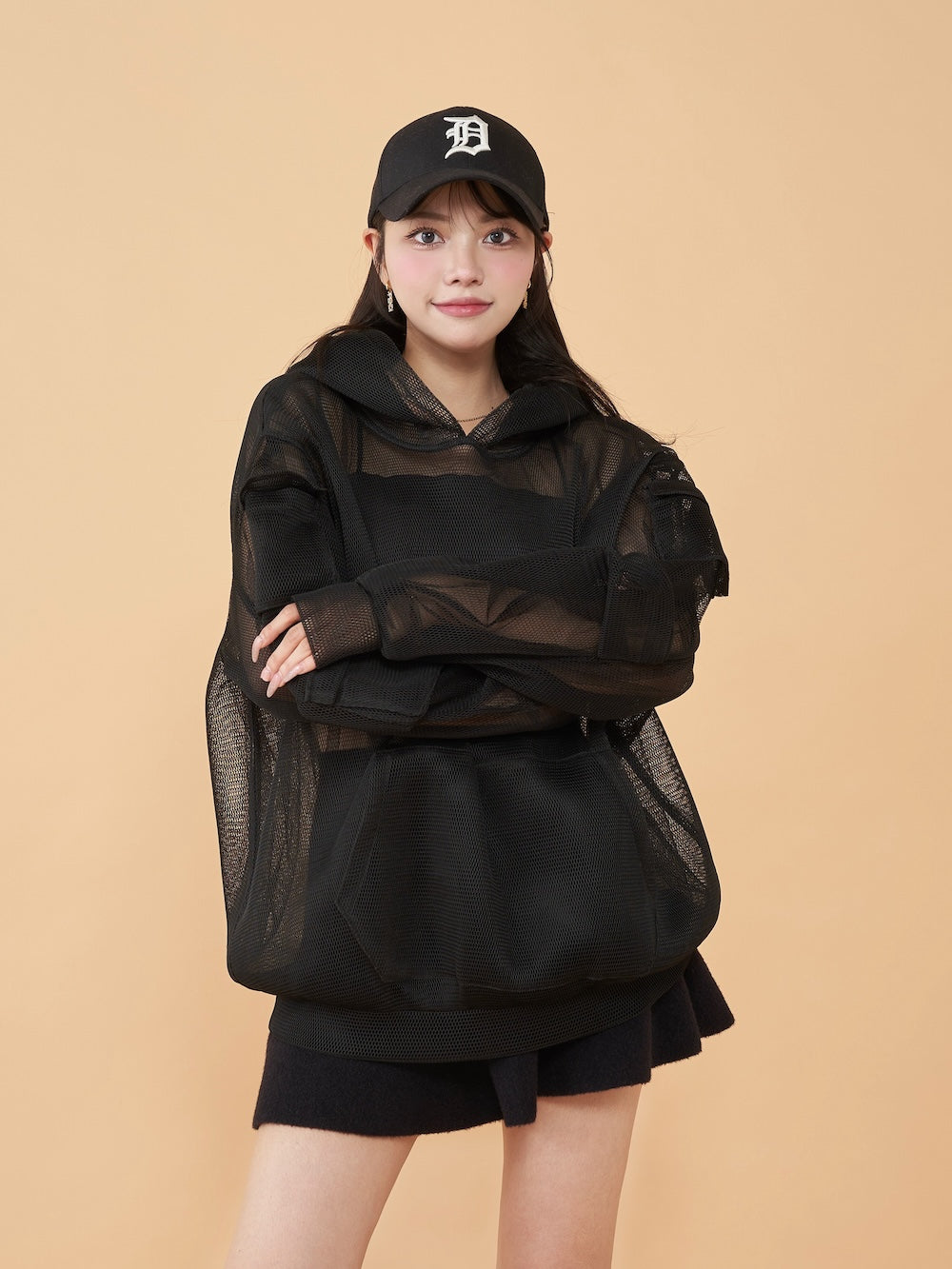 モデル:163cm(着用サイズ:FREE 着用カラー:BLK)