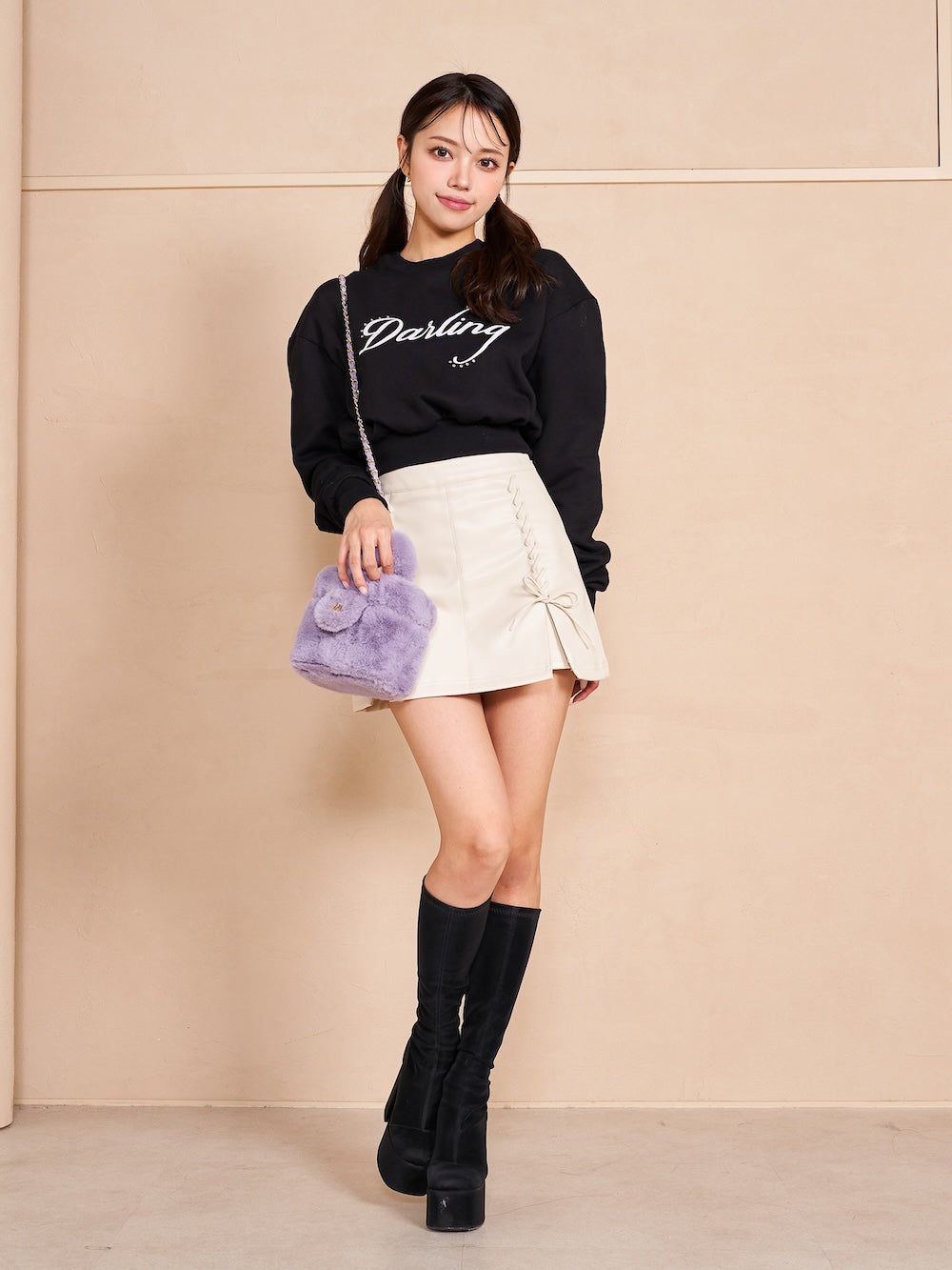 モデル:163cm(着用サイズ:FREE 着用カラー:BLK)