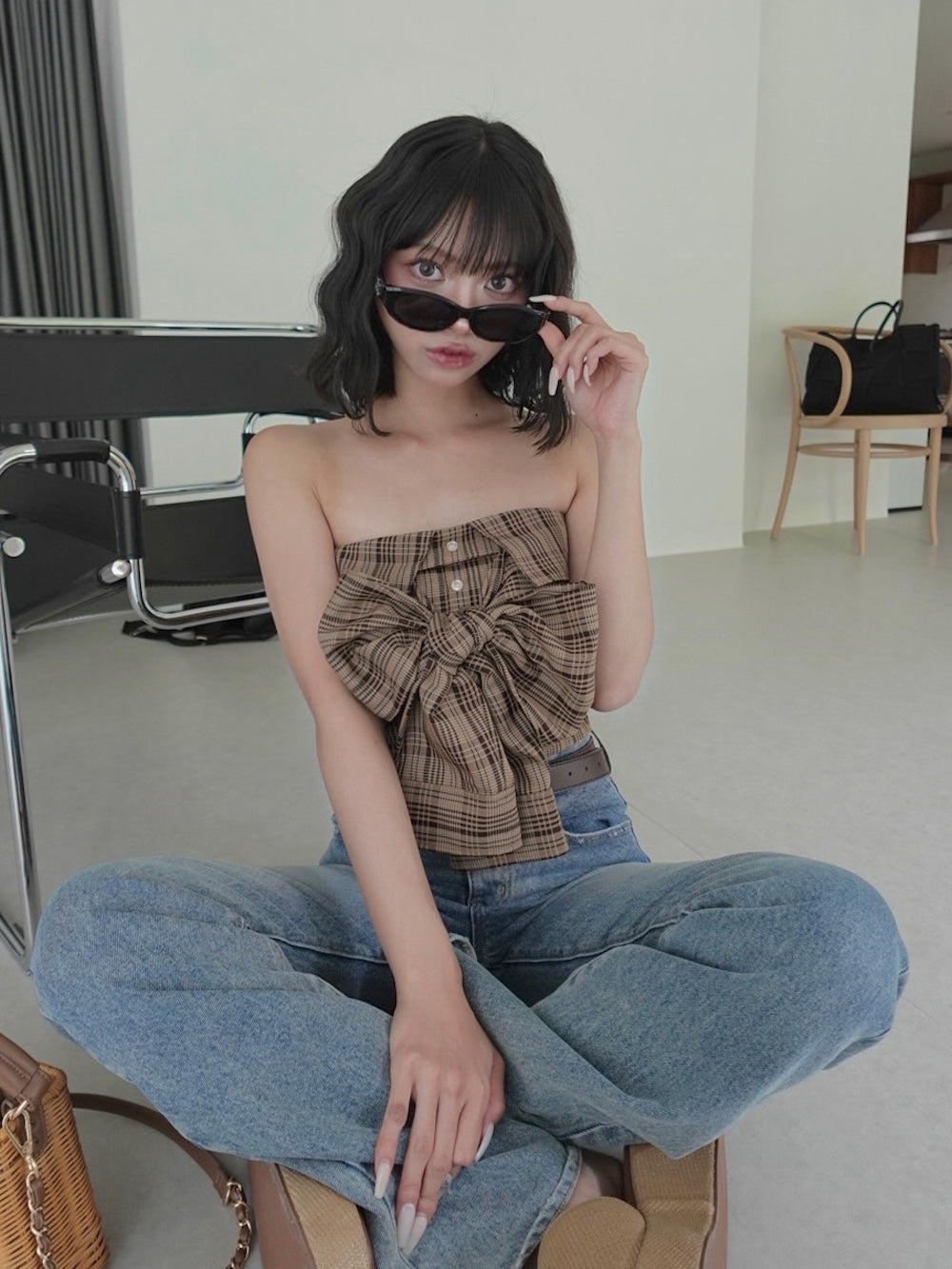 モデル:163cm(着用サイズ:FREE 着用カラー:BEG)