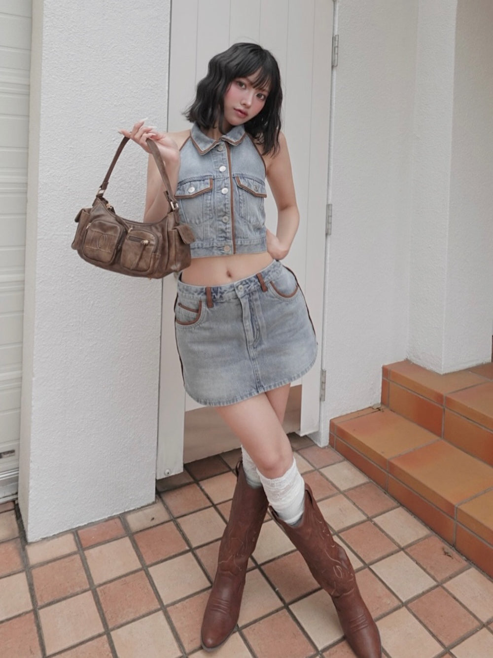 モデル:163cm(着用サイズ:S 着用カラー:BLU)