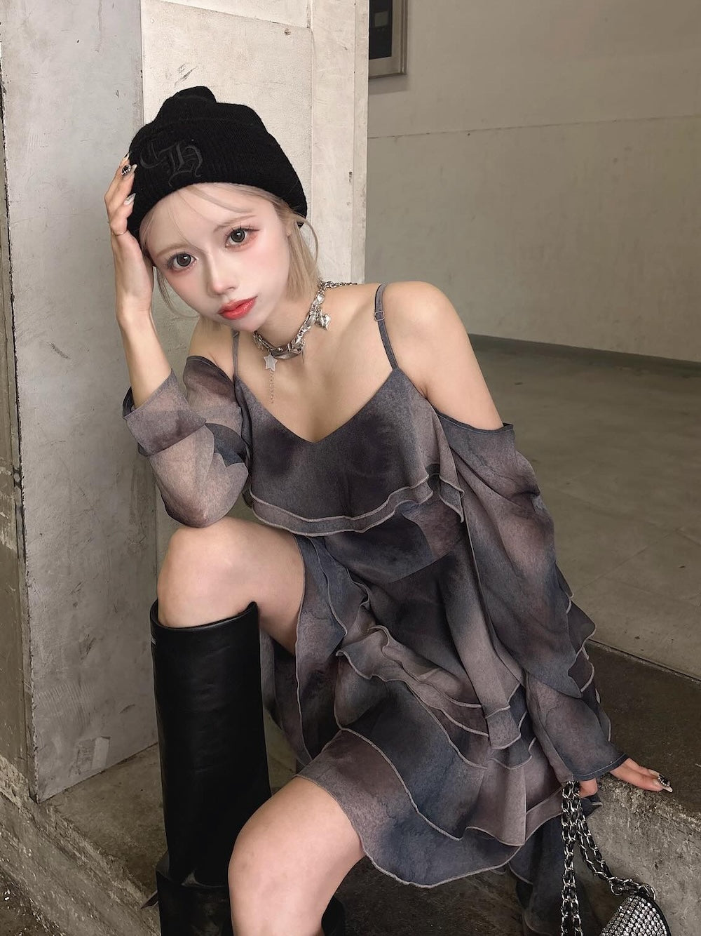 モデル:155cm(着用サイズ:FREE 着用カラー:PNK)