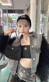 モデル:155cm(着用サイズ:FREE 着用カラー:BLK)