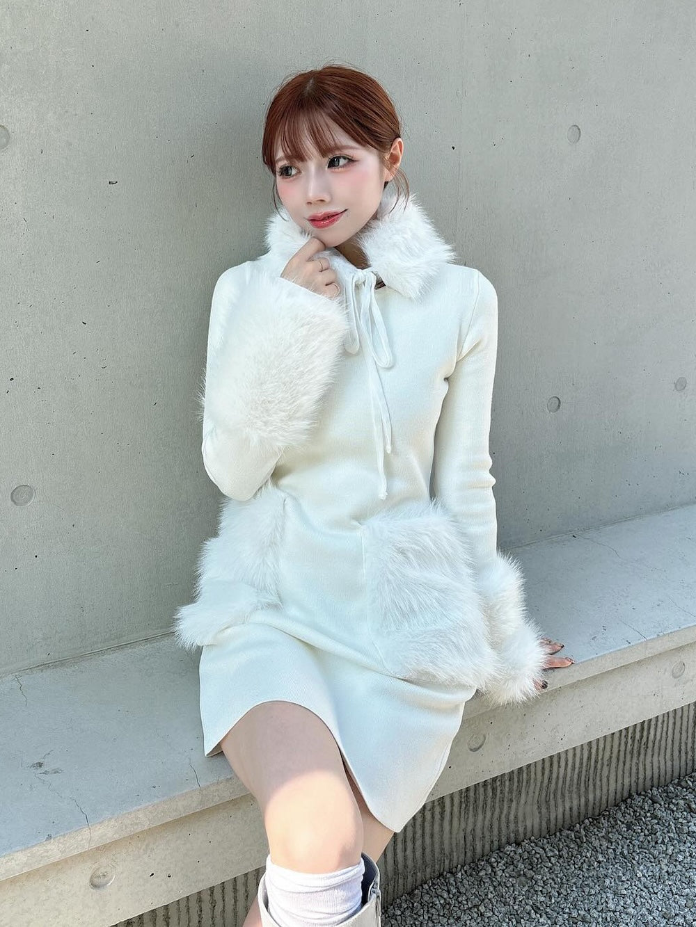 モデル:155cm(着用サイズ:FREE 着用カラー:WHT)