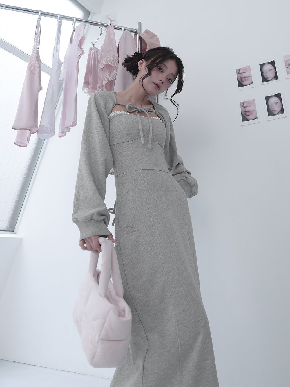 モデル:160cm(着用サイズ:FREE 着用カラー:GRY)