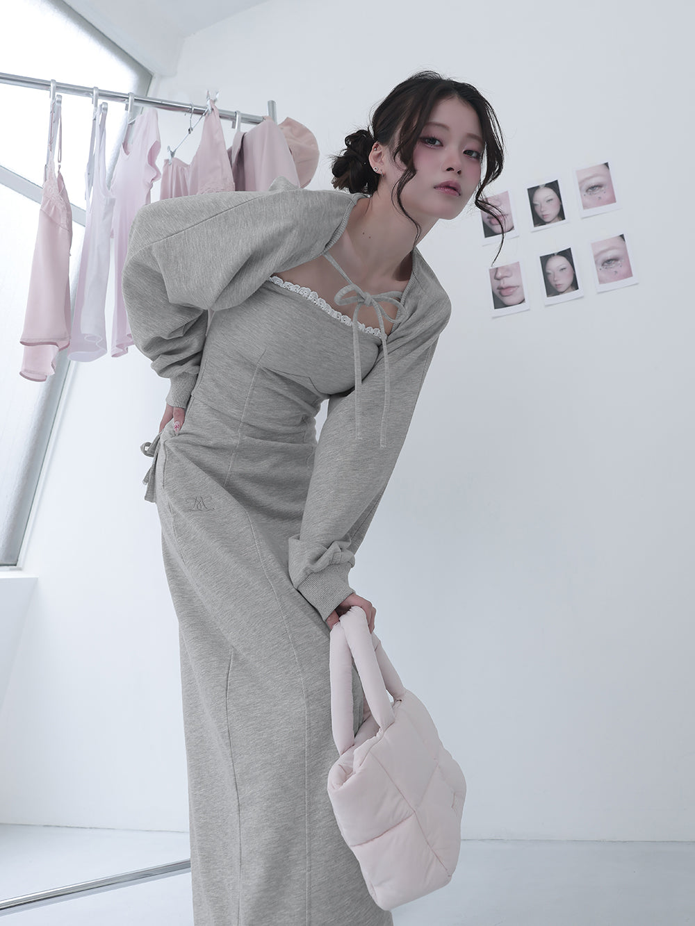 モデル:160cm(着用サイズ:FREE 着用カラー:GRY)
