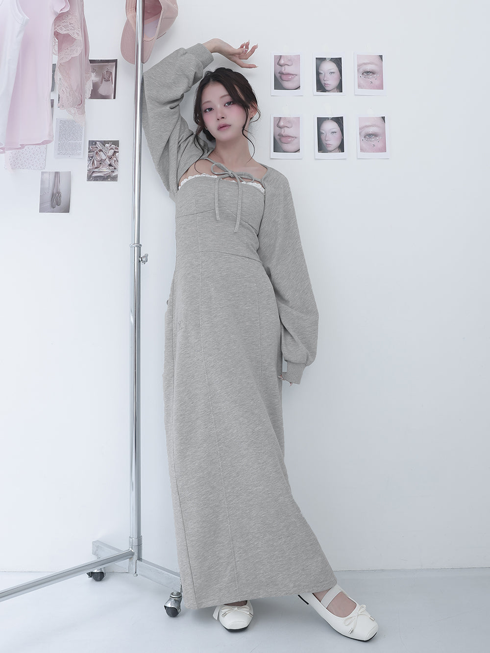 モデル:160cm(着用サイズ:FREE 着用カラー:GRY)