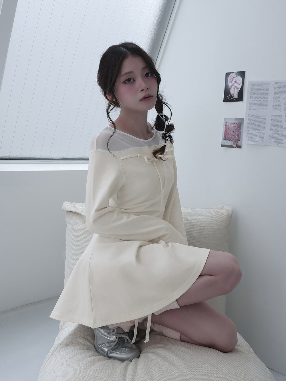 モデル:160cm(着用サイズ:FREE 着用カラー:WHT)