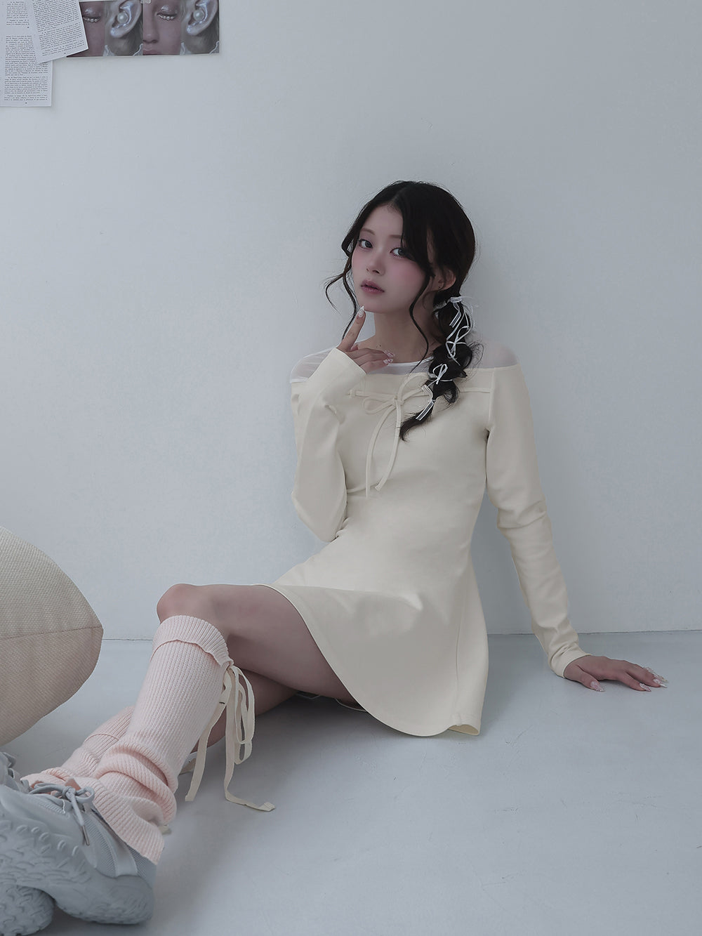 モデル:160cm(着用サイズ:FREE 着用カラー:WHT)