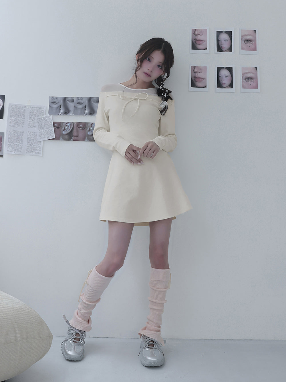 モデル:160cm(着用サイズ:FREE 着用カラー:WHT)