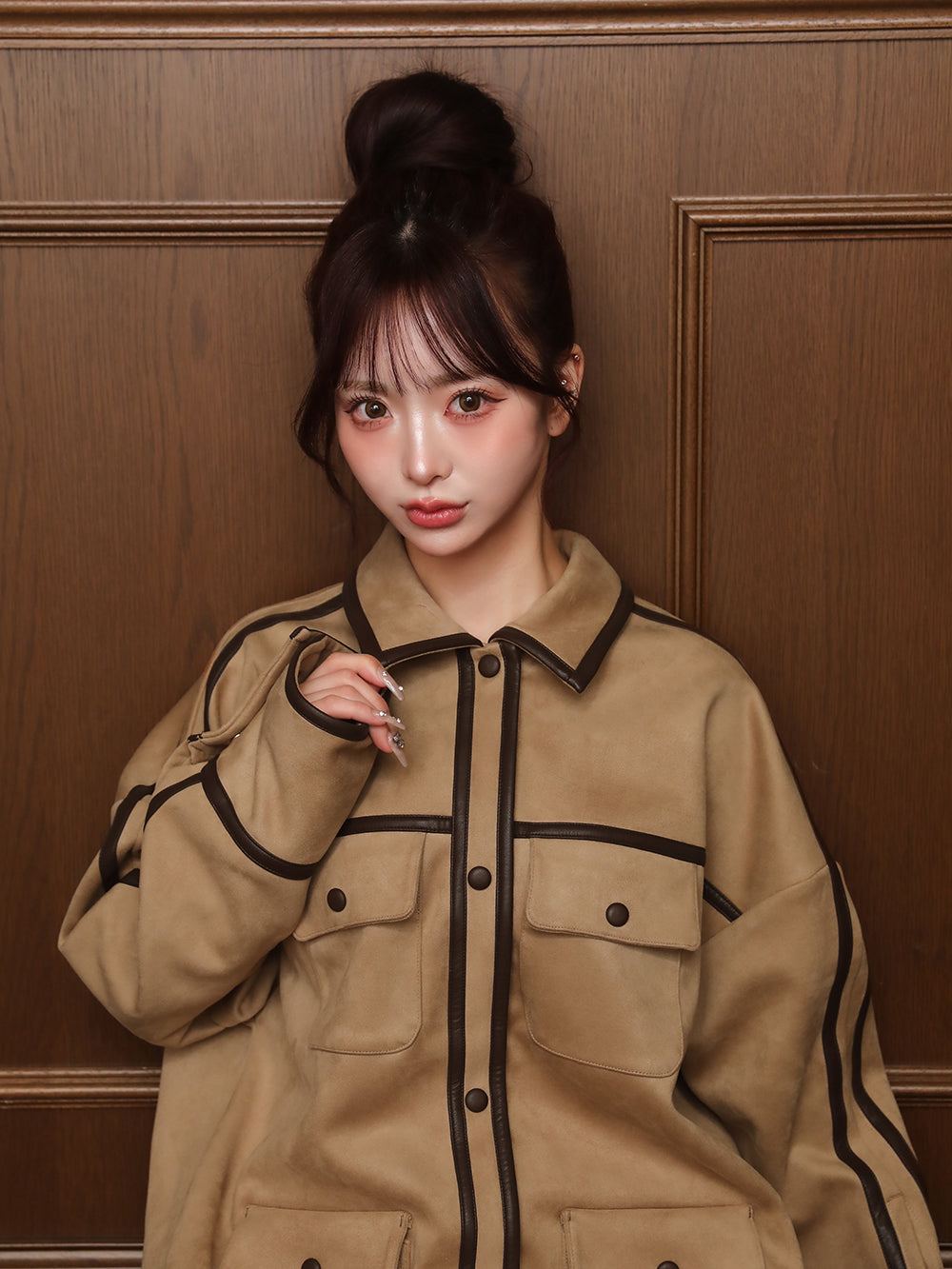 モデル:158cm(着用サイズ:FREE 着用カラー:BEG)