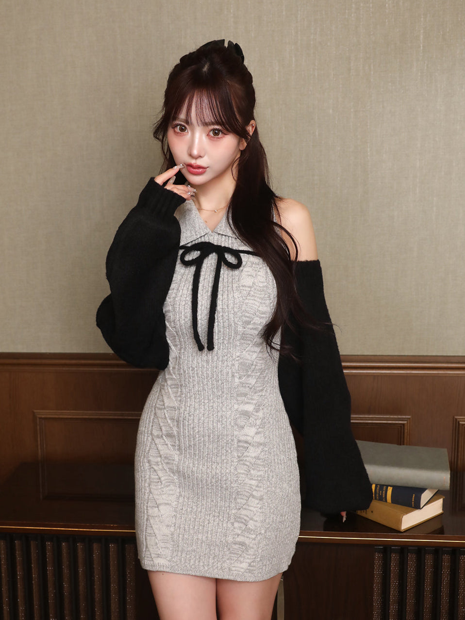 モデル:158cm(着用サイズ:FREE 着用カラー:GRY)