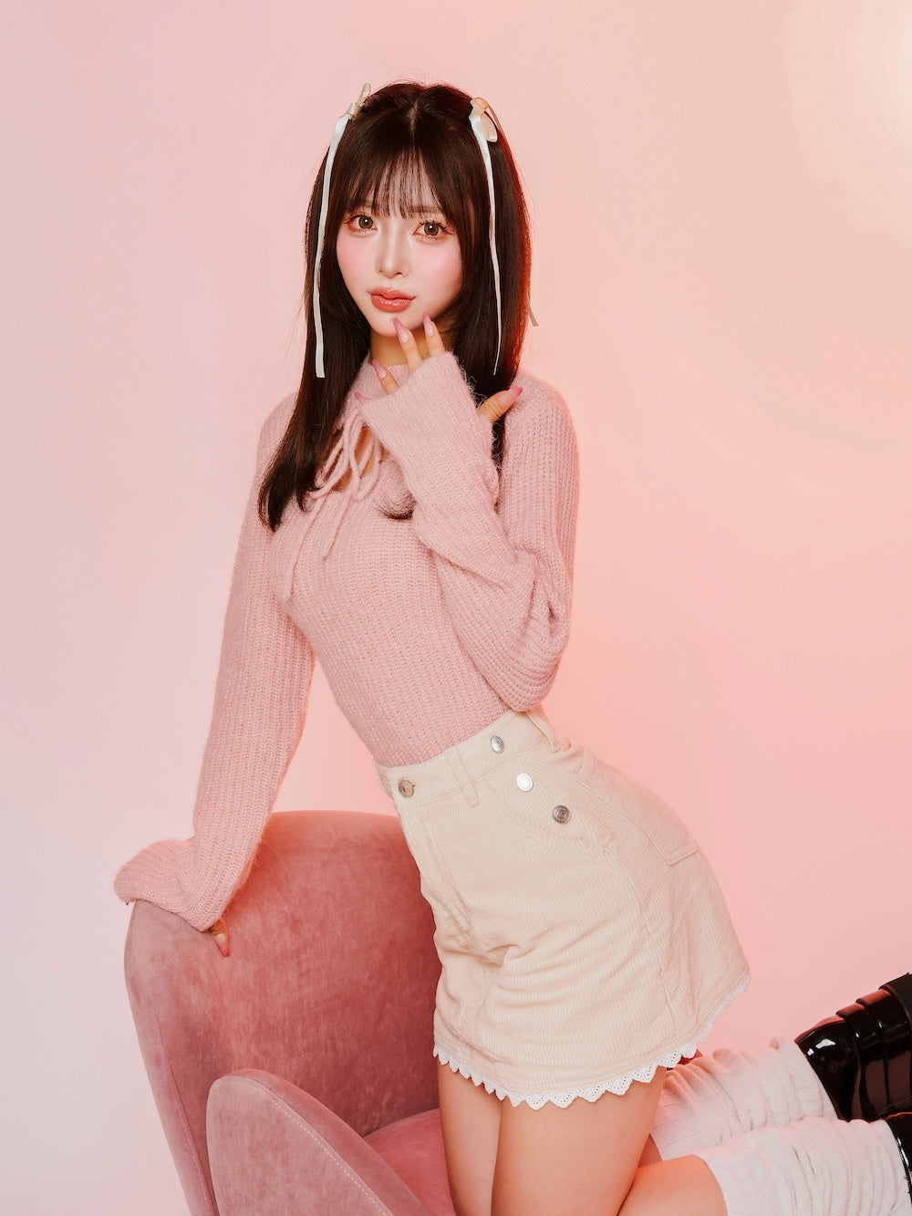モデル:158cm(着用サイズ:FREE 着用カラー:PNK)