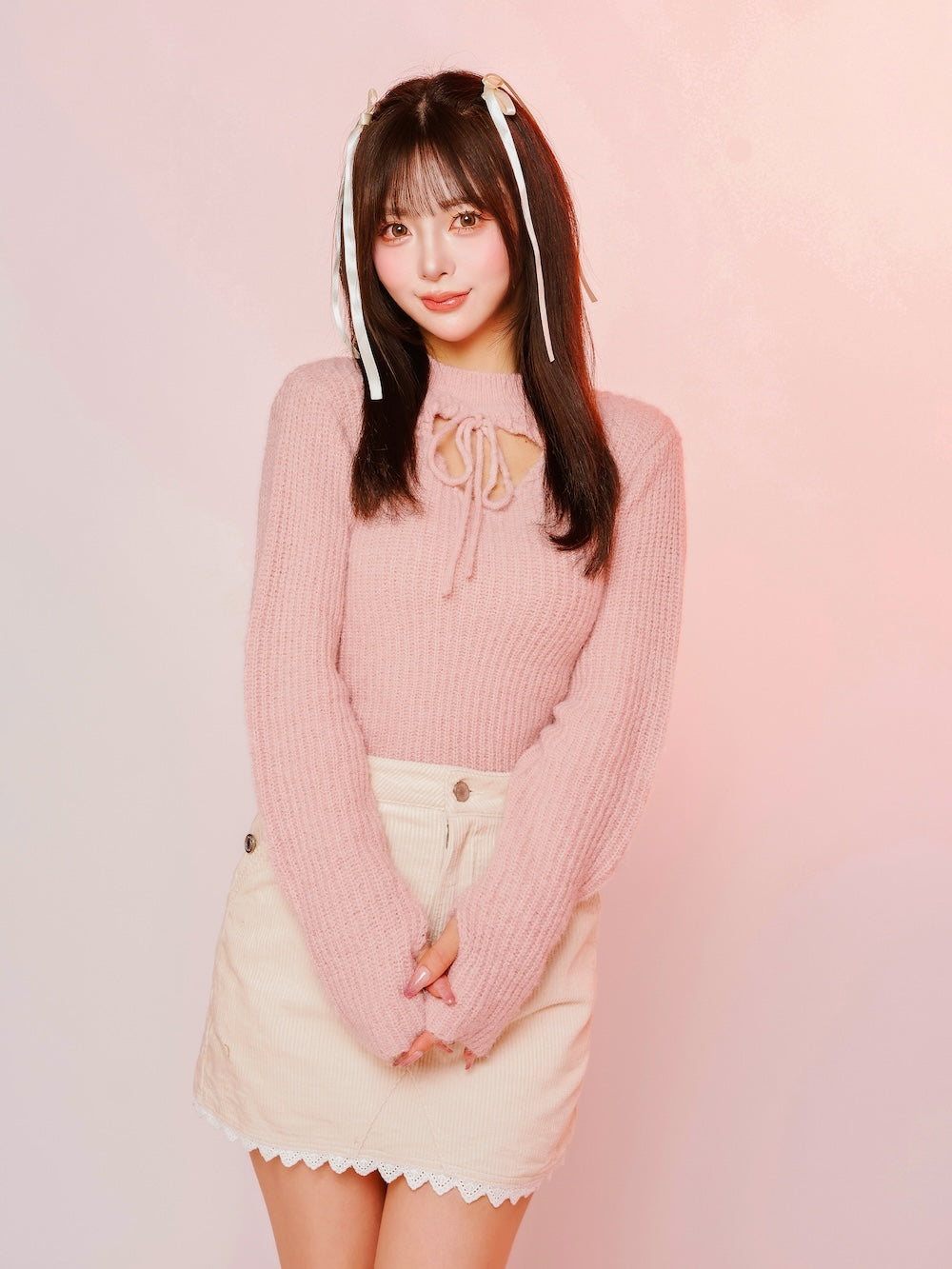 モデル:158cm(着用サイズ:FREE 着用カラー:PNK)