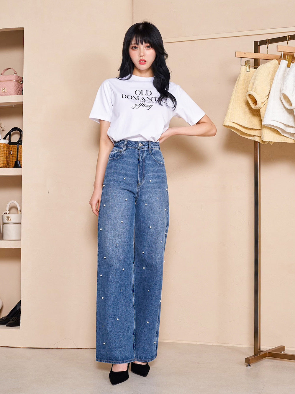 モデル:164cm(着用サイズ:FREE 着用カラー:WHT)