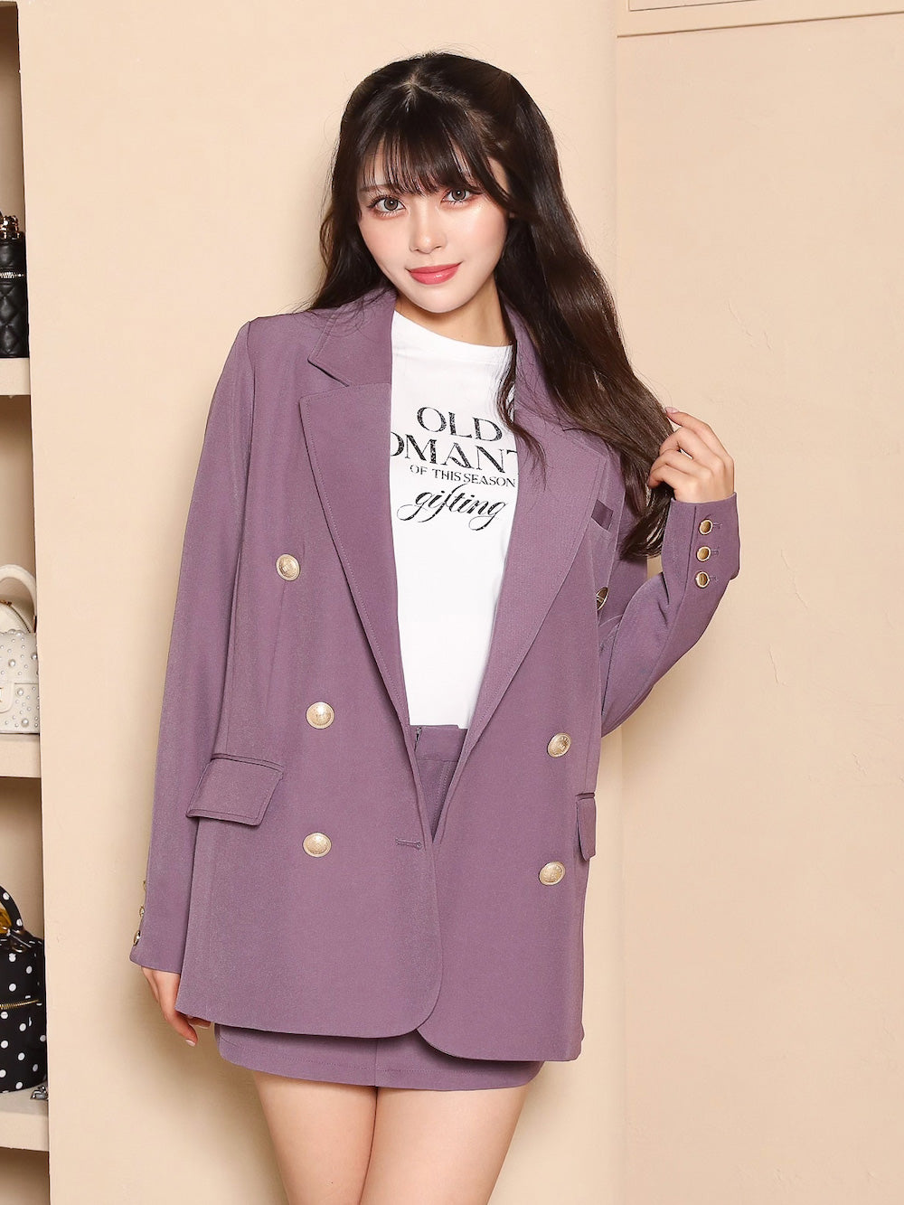 モデル:164cm(着用サイズ:FREE 着用カラー:PUR)