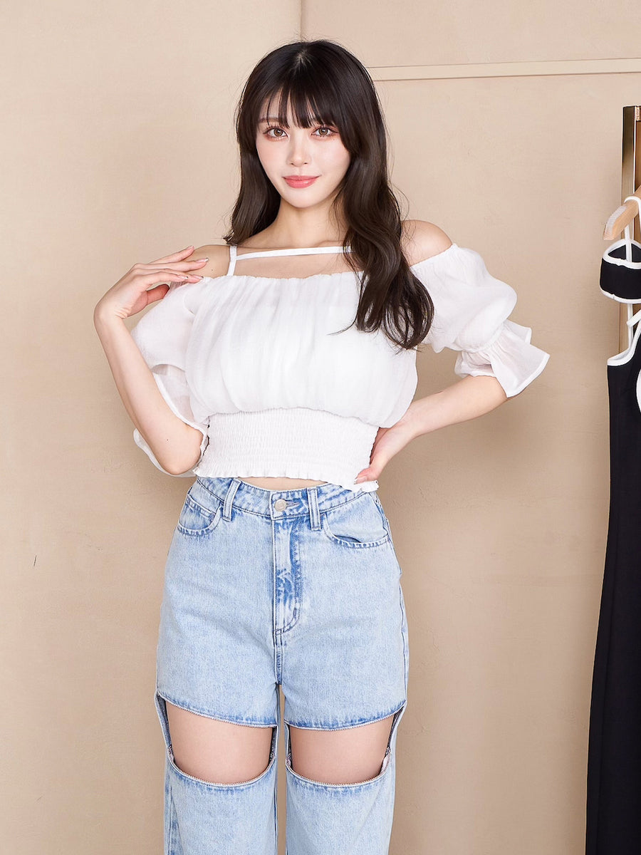 モデル:164cm(着用サイズ:FREE 着用カラー:WHT)