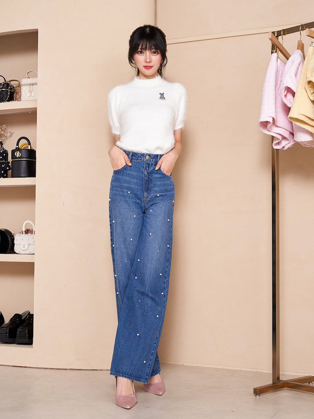 モデル:164cm(着用サイズ:FREE 着用カラー:IVO)