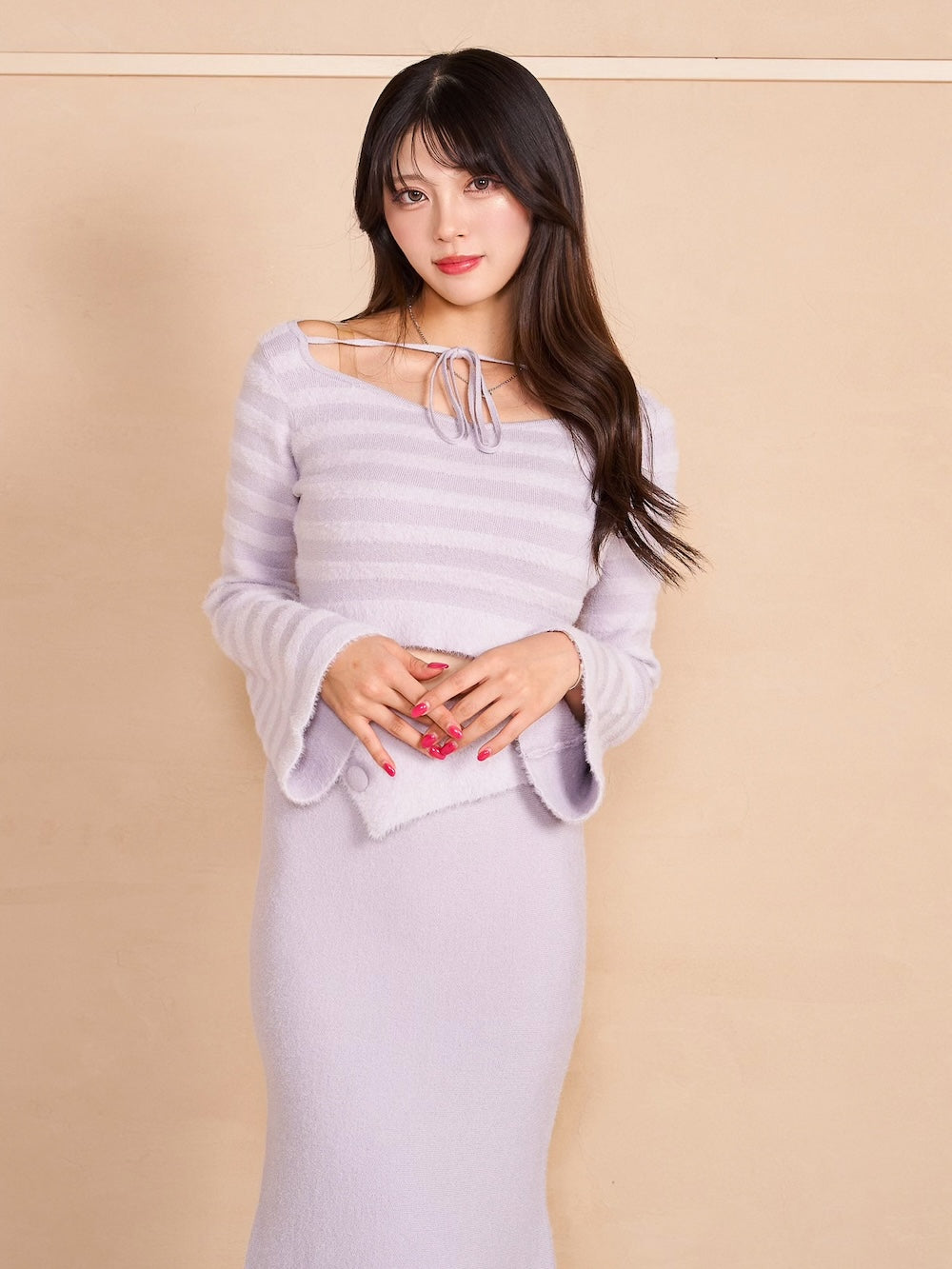 モデル:163cm(着用サイズ:FREE 着用カラー:PUR)