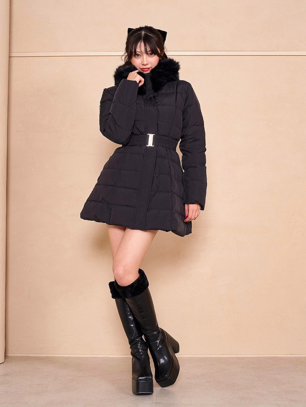 モデル:164cm(着用サイズ:S 着用カラー:BLK)