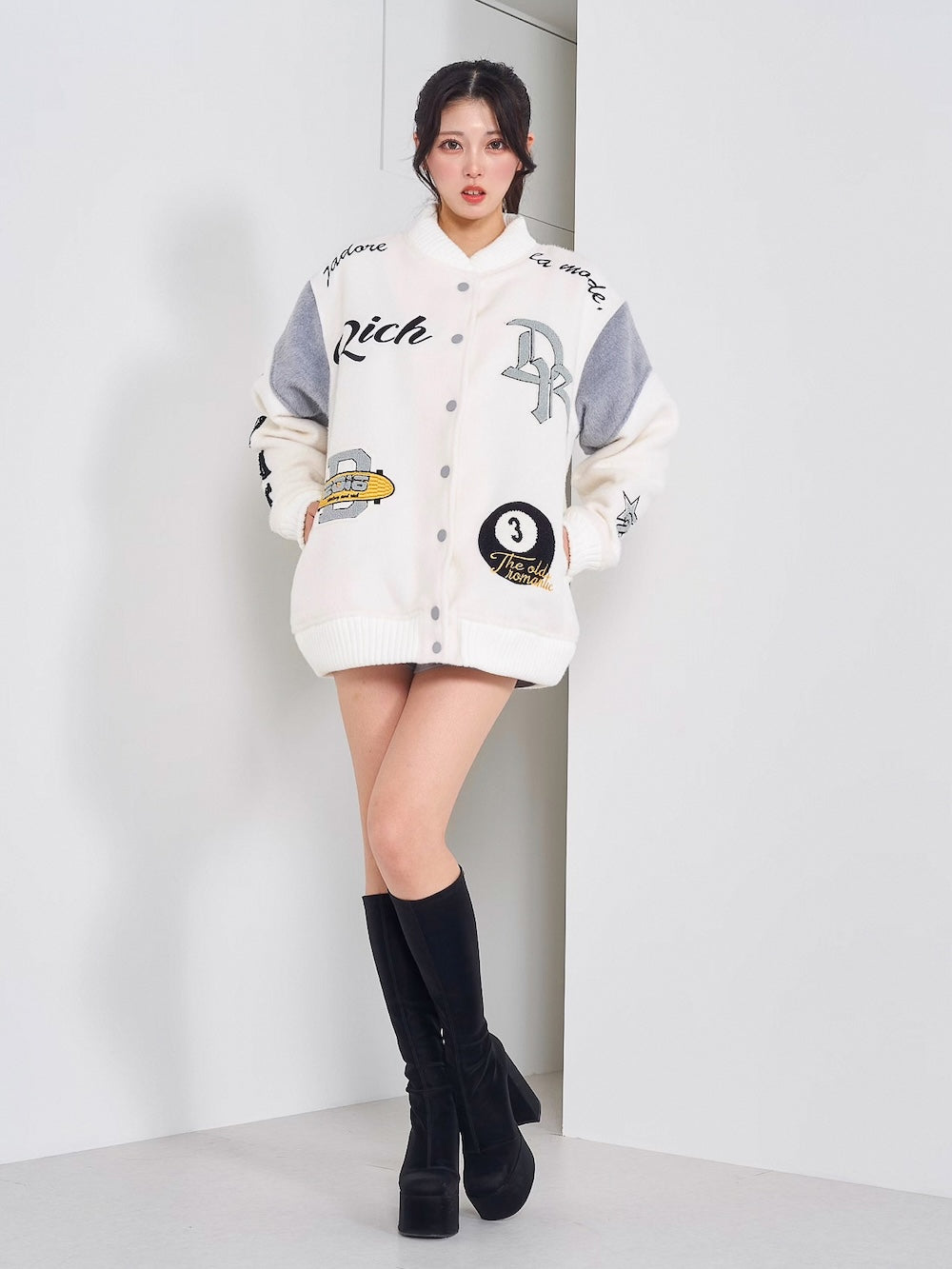 モデル:164cm(着用サイズ:FREE 着用カラー:WHT)