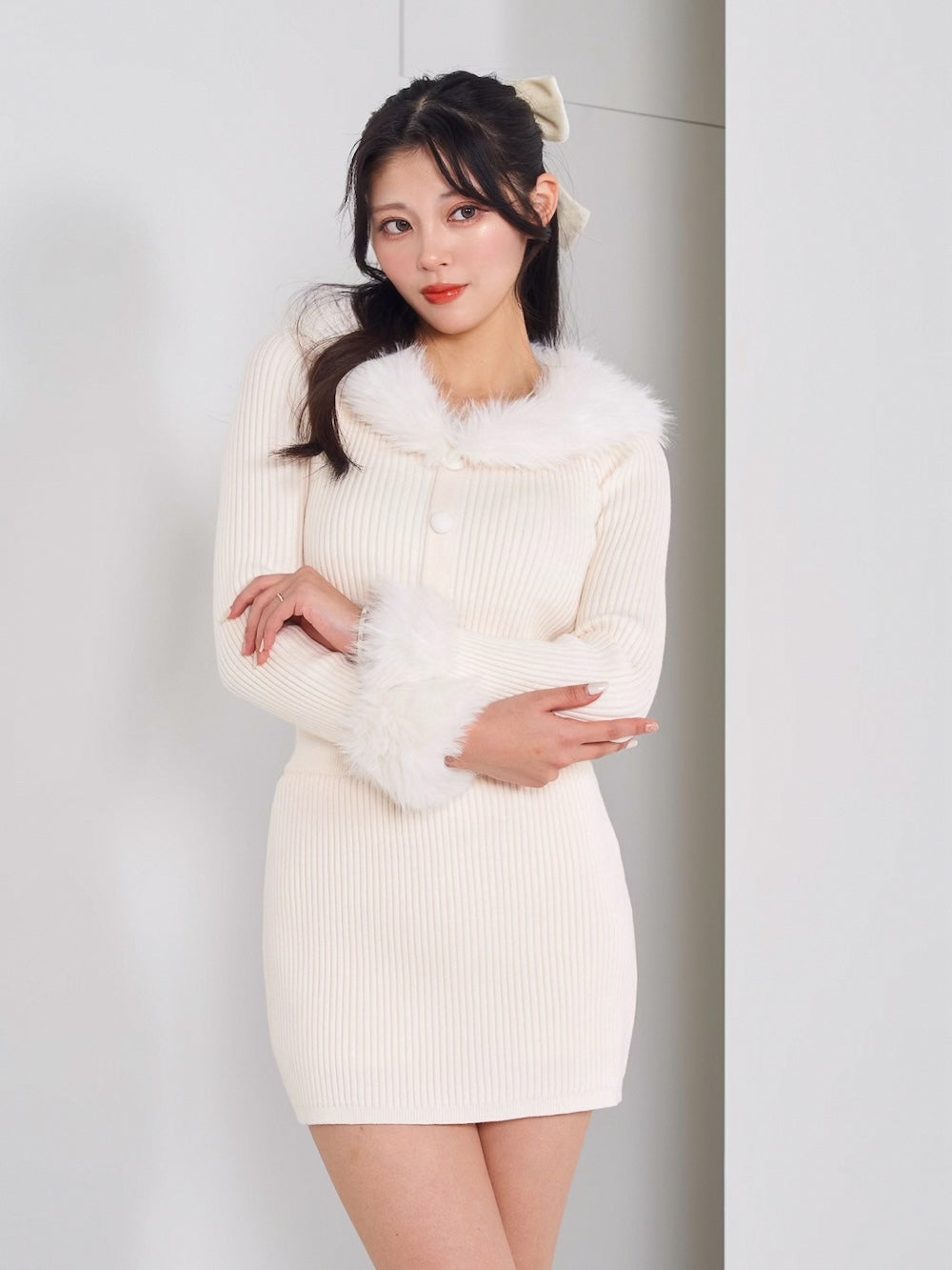 モデル:164cm(着用サイズ:FREE 着用カラー:IVO)