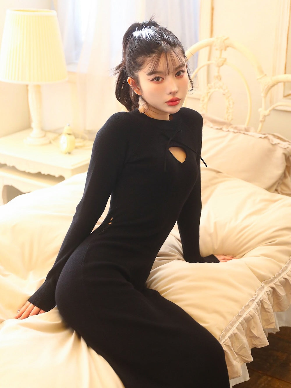 モデル:160cm(着用サイズ:FREE 着用カラー:BLK)