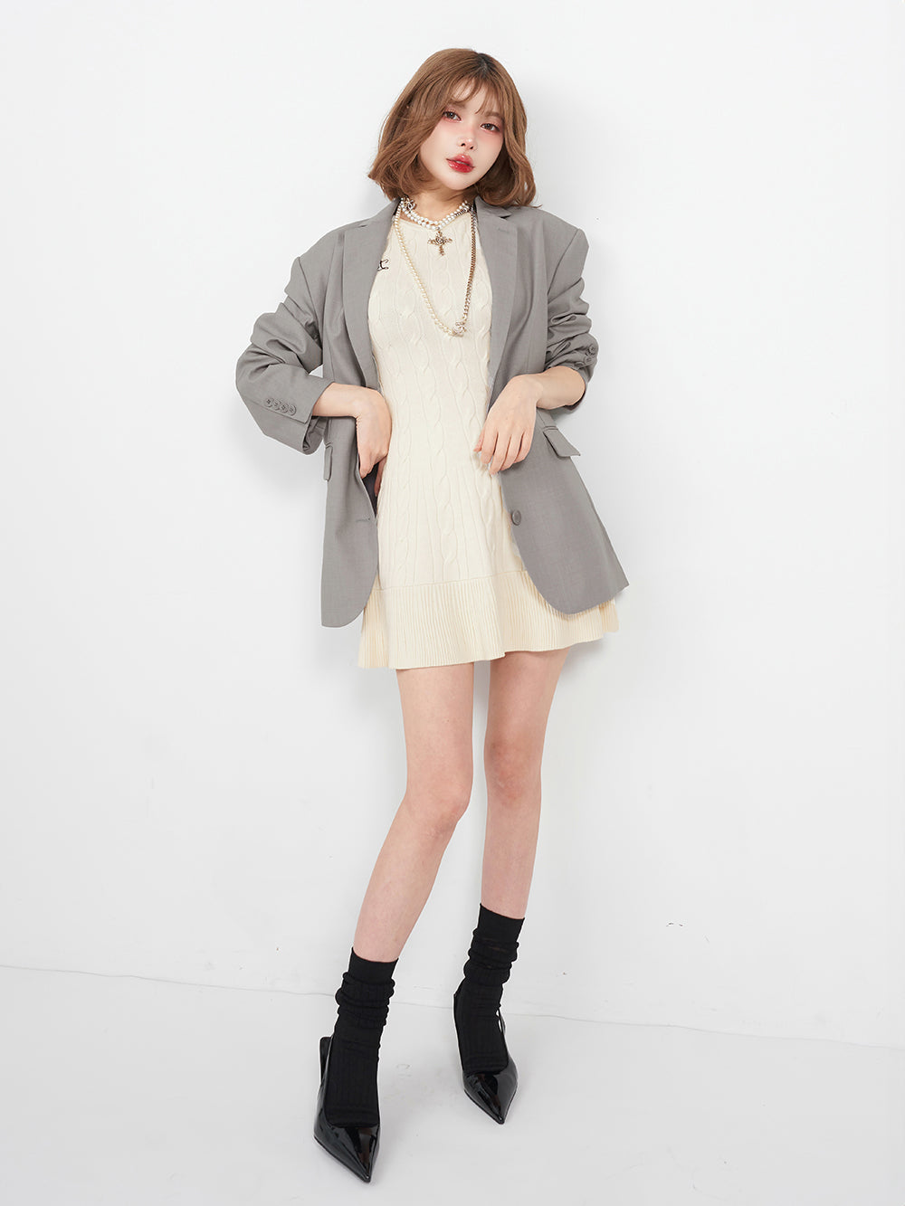 モデル:160cm(着用サイズ:FREE 着用カラー:GRY)