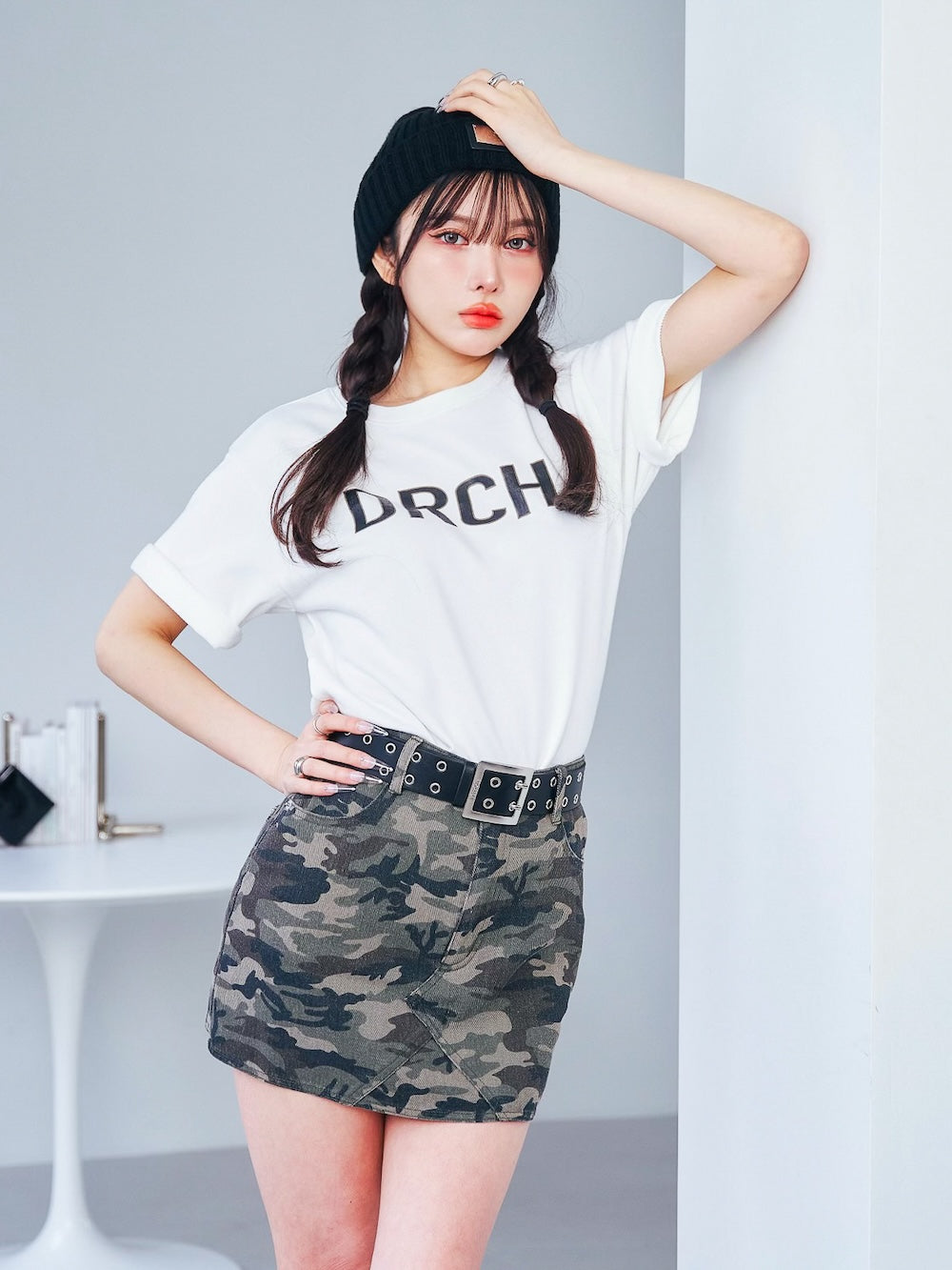 モデル:160cm(着用サイズ:FREE 着用カラー:WHT)