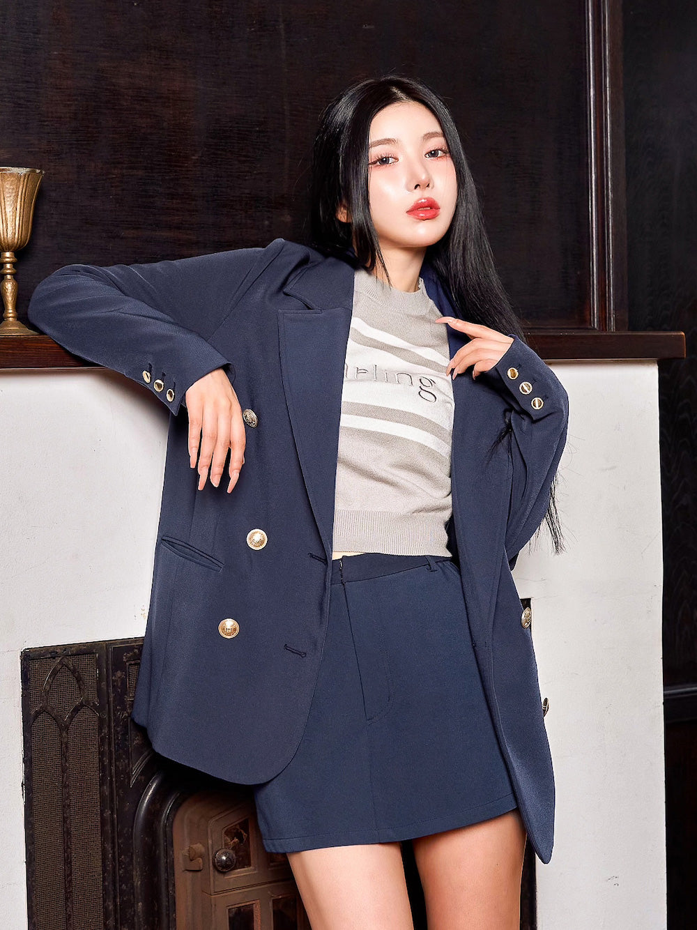 モデル:160cm(着用サイズ:FREE 着用カラー:NVY)