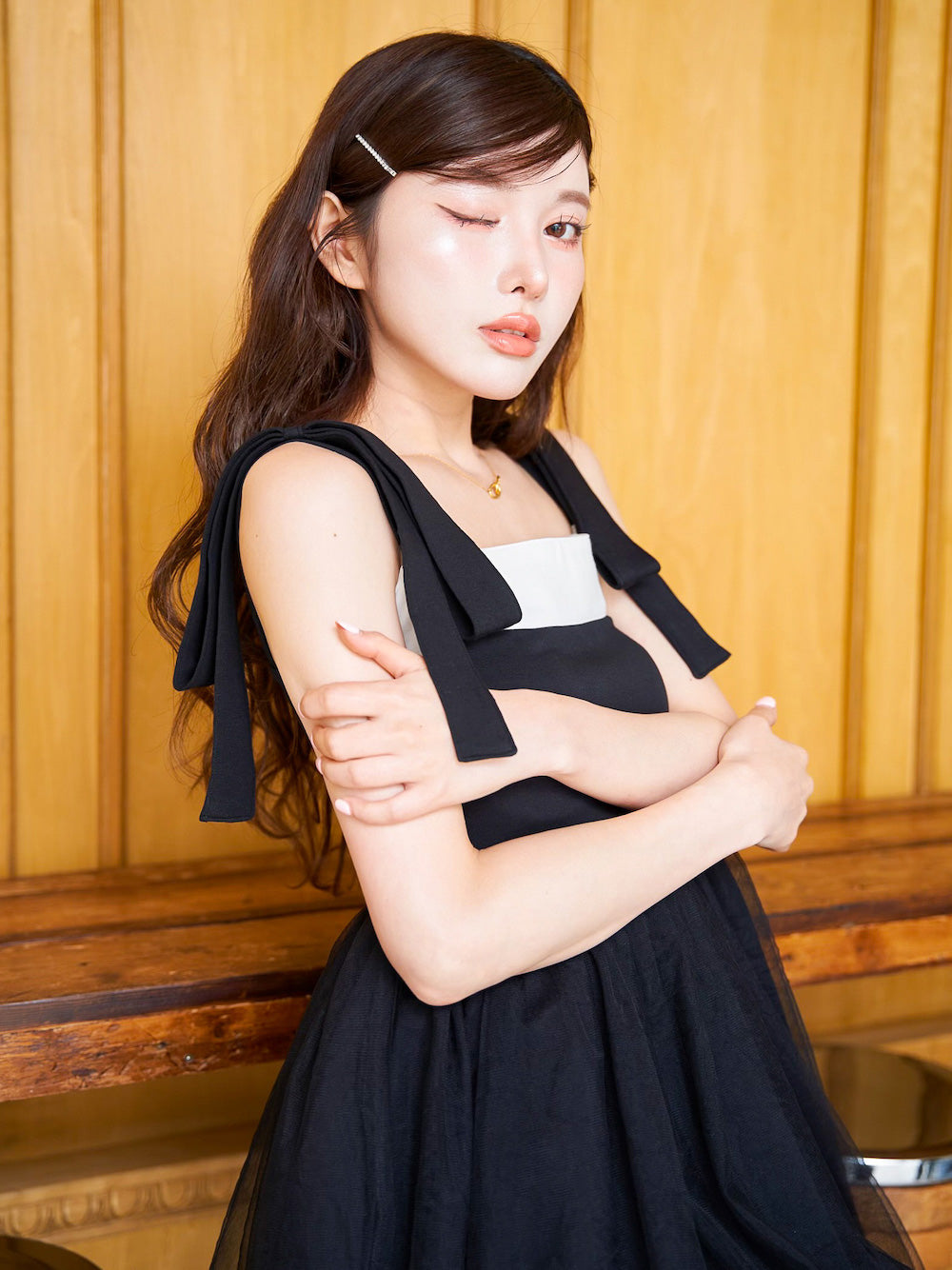 モデル:160cm(着用サイズ: 着用カラー:BLK)