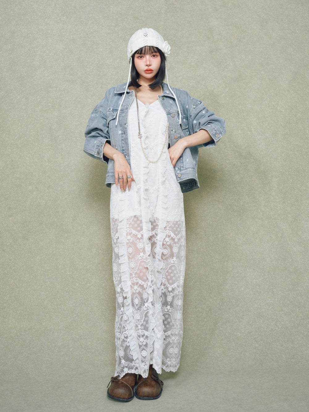 モデル:160cm(着用サイズ:FREE 着用カラー:I-BLU)